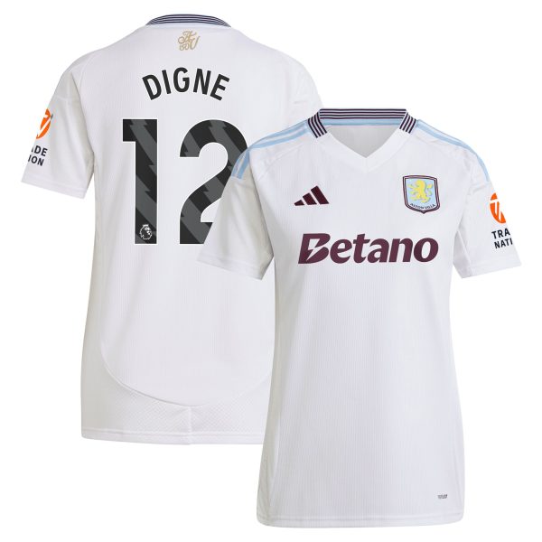 Aston Villa aston villa adidas away shirt 2024-25 – womens with digne 12 printing Kits - Official Football Shirts & Training Gear