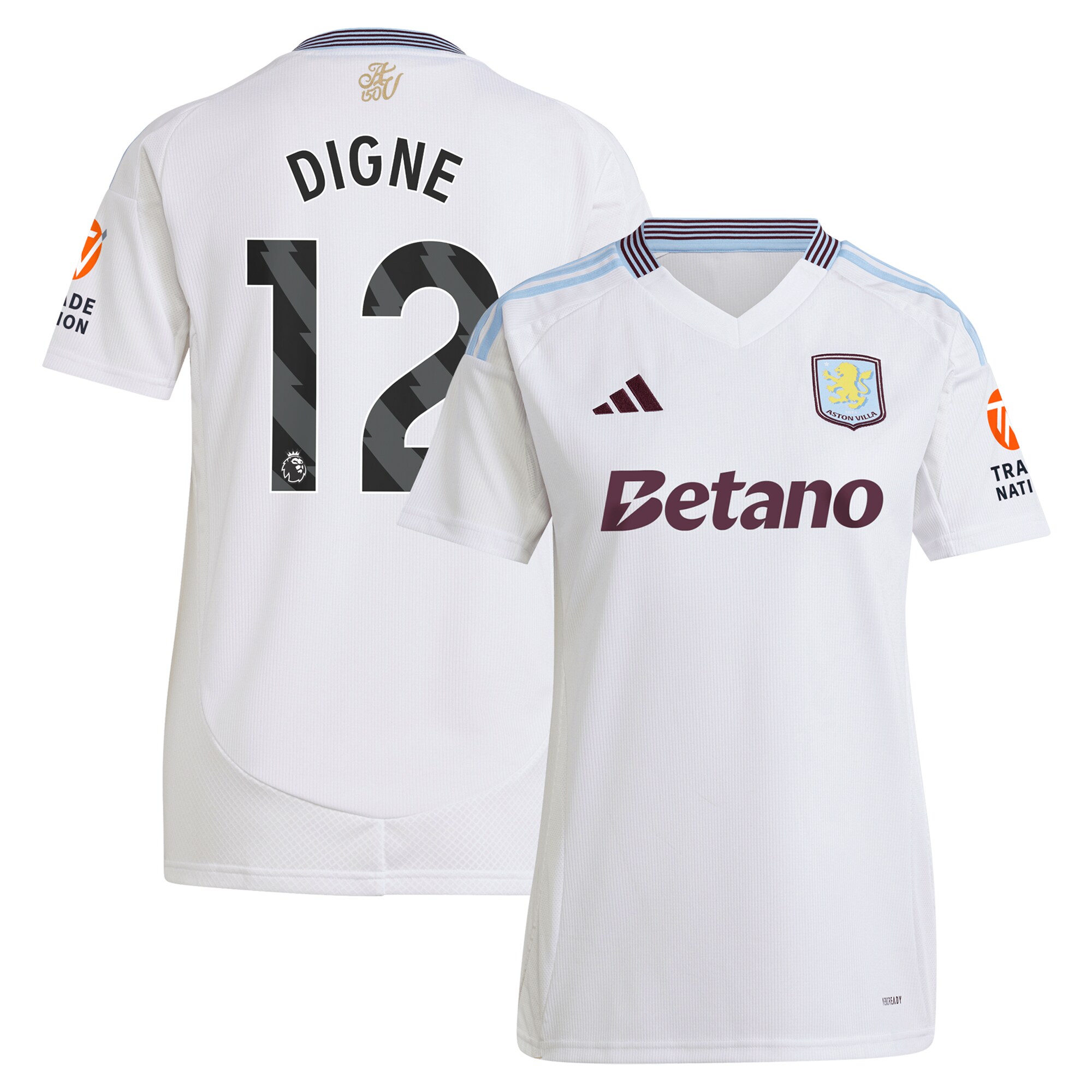 Aston Villa aston villa adidas away shirt 2024-25 – womens with digne 12 printing Kits - Official Football Shirts & Training Gear