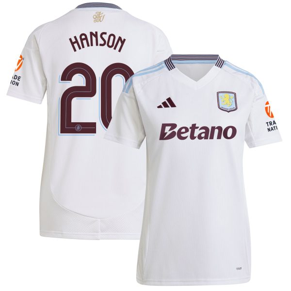 Aston Villa aston villa adidas away shirt 2024-25 – womens with hanson 20 cup printing Kits - Official Football Shirts & Training Gear