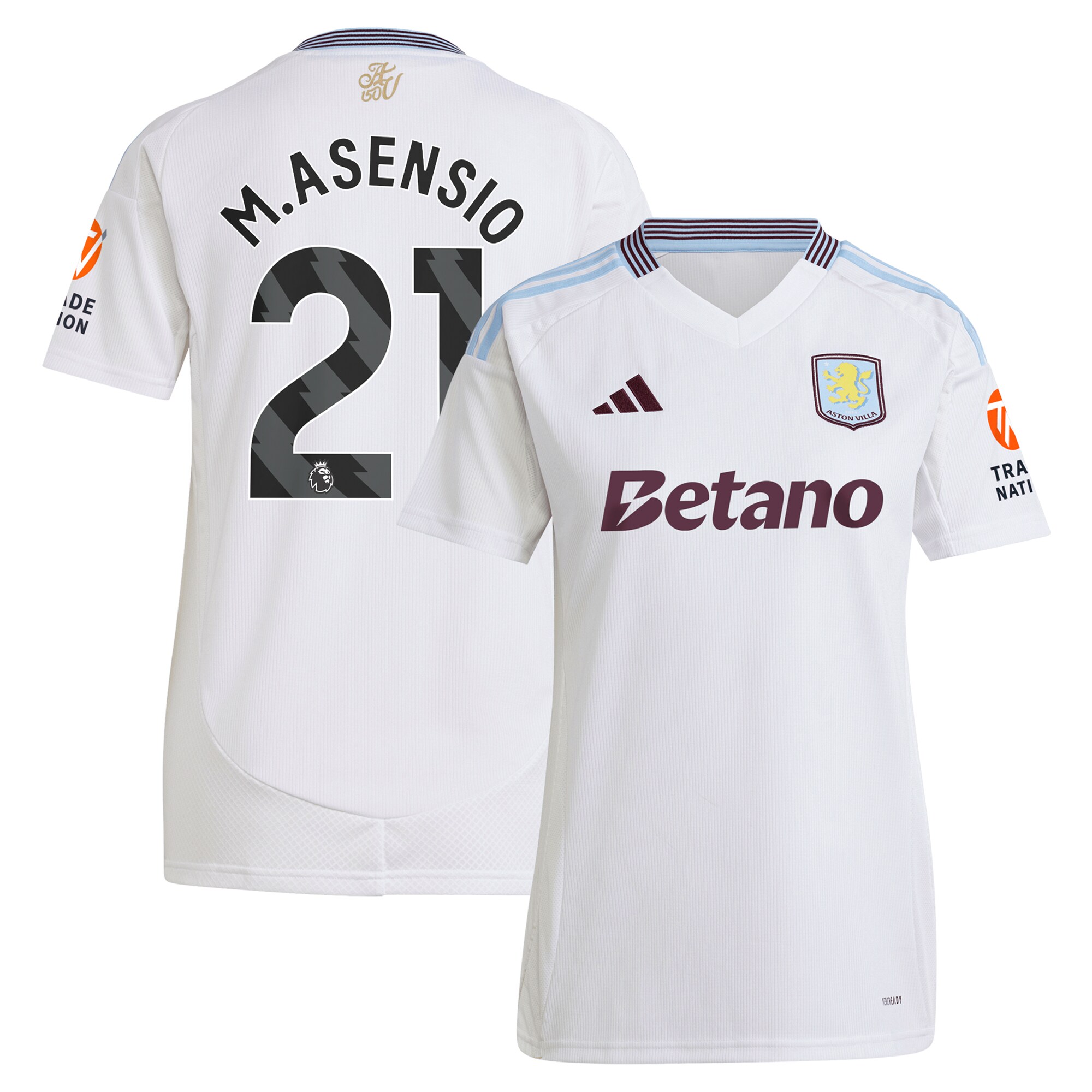 Aston Villa aston villa adidas away shirt 2024-25 – womens with m.asensio 21 printing Kits - Official Football Shirts & Training Gear