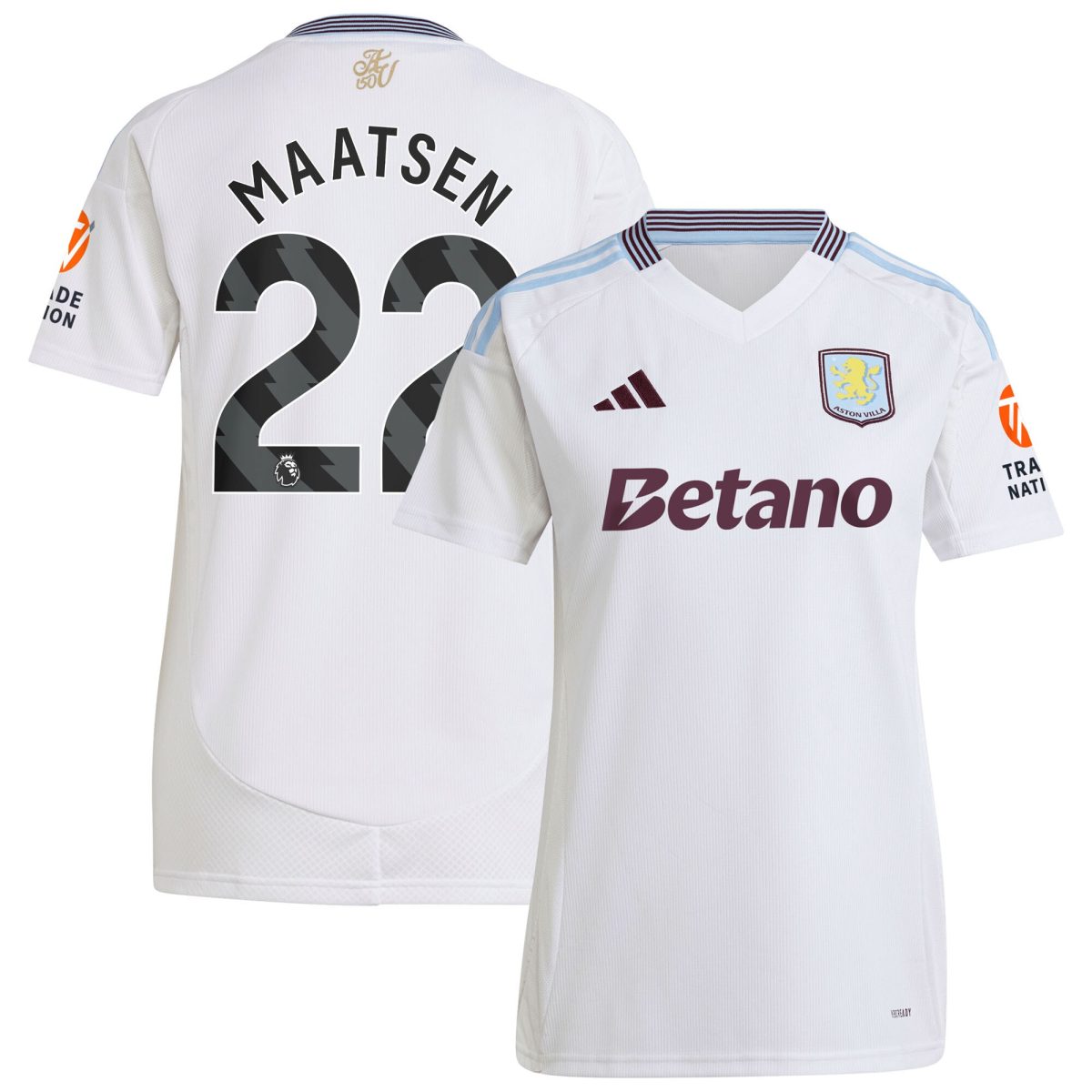 Aston Villa aston villa adidas away shirt 2024-25 – womens with maatsen 22 printing Kits - Official Football Shirts & Training Gear