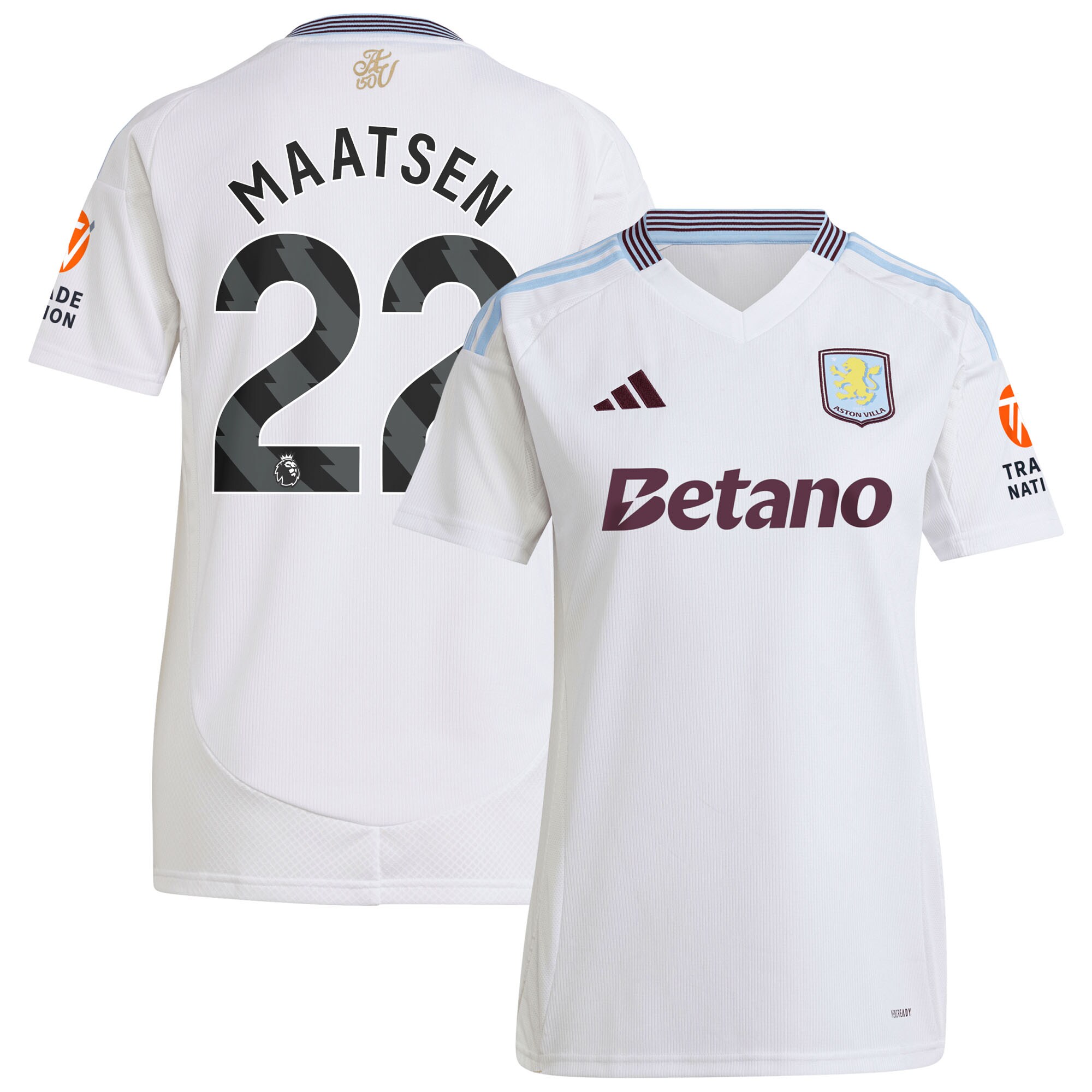 Aston Villa aston villa adidas away shirt 2024-25 – womens with maatsen 22 printing Kits - Official Football Shirts & Training Gear