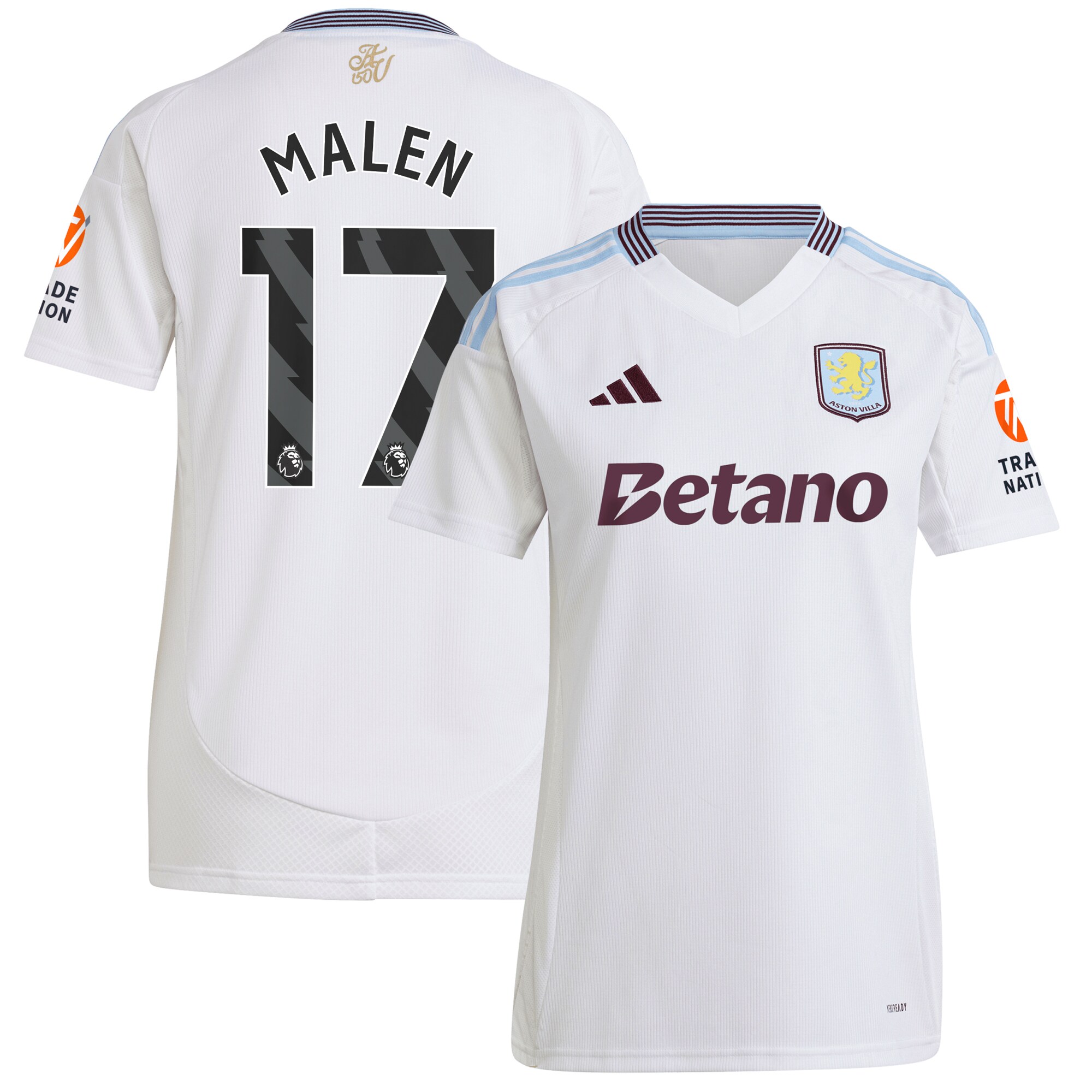 Aston Villa aston villa adidas away shirt 2024-25 – womens with malen 17 printing Kits - Official Football Shirts & Training Gear