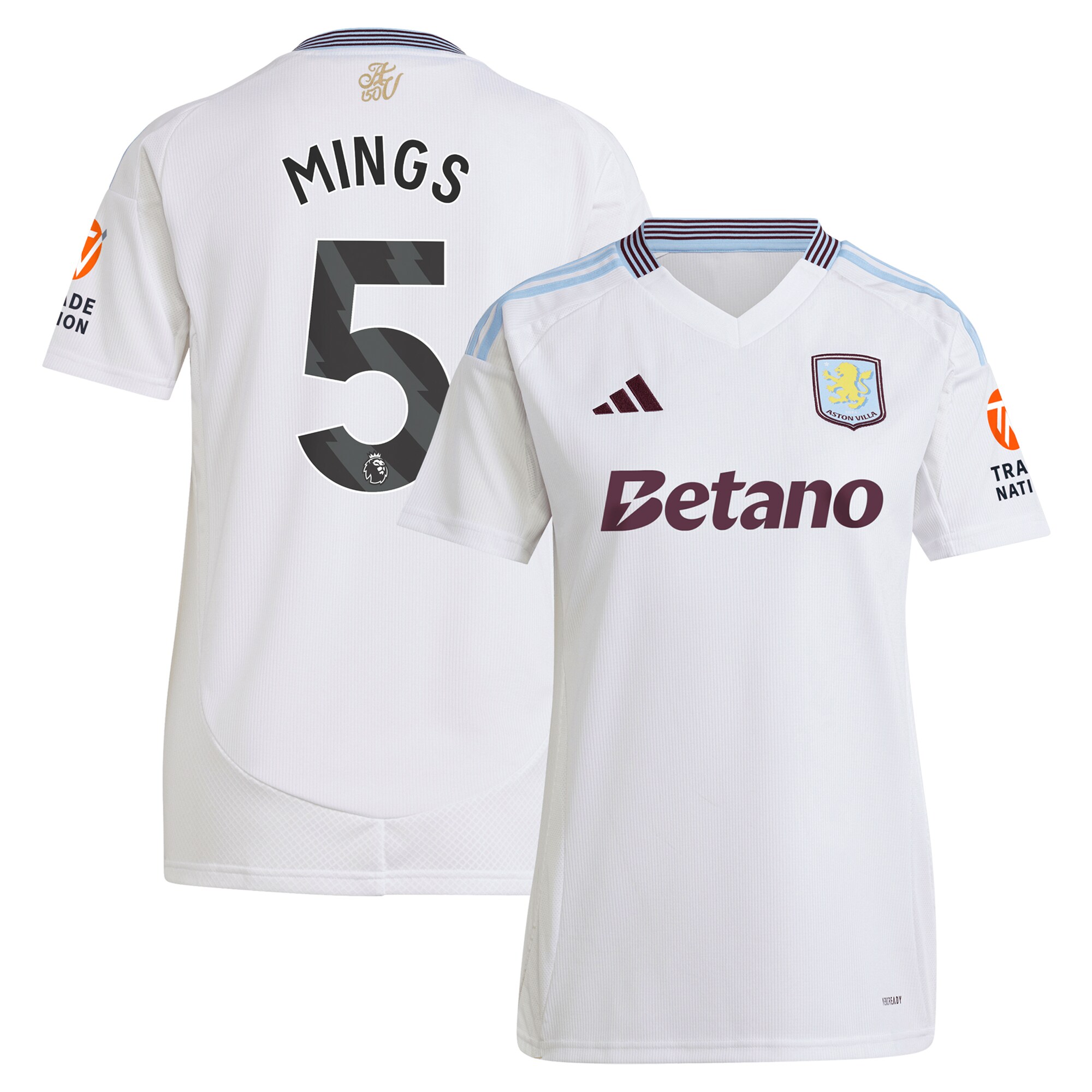 Aston Villa aston villa adidas away shirt 2024-25 – womens with mings 5 printing Kits - Official Football Shirts & Training Gear