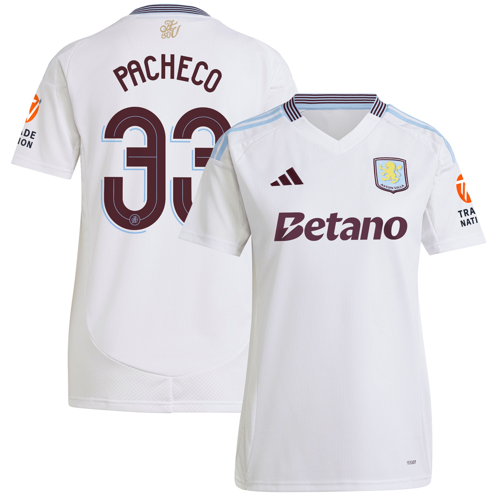 Aston Villa aston villa adidas away shirt 2024-25 – womens with pacheco 33 cup printing Kits - Official Football Shirts & Training Gear