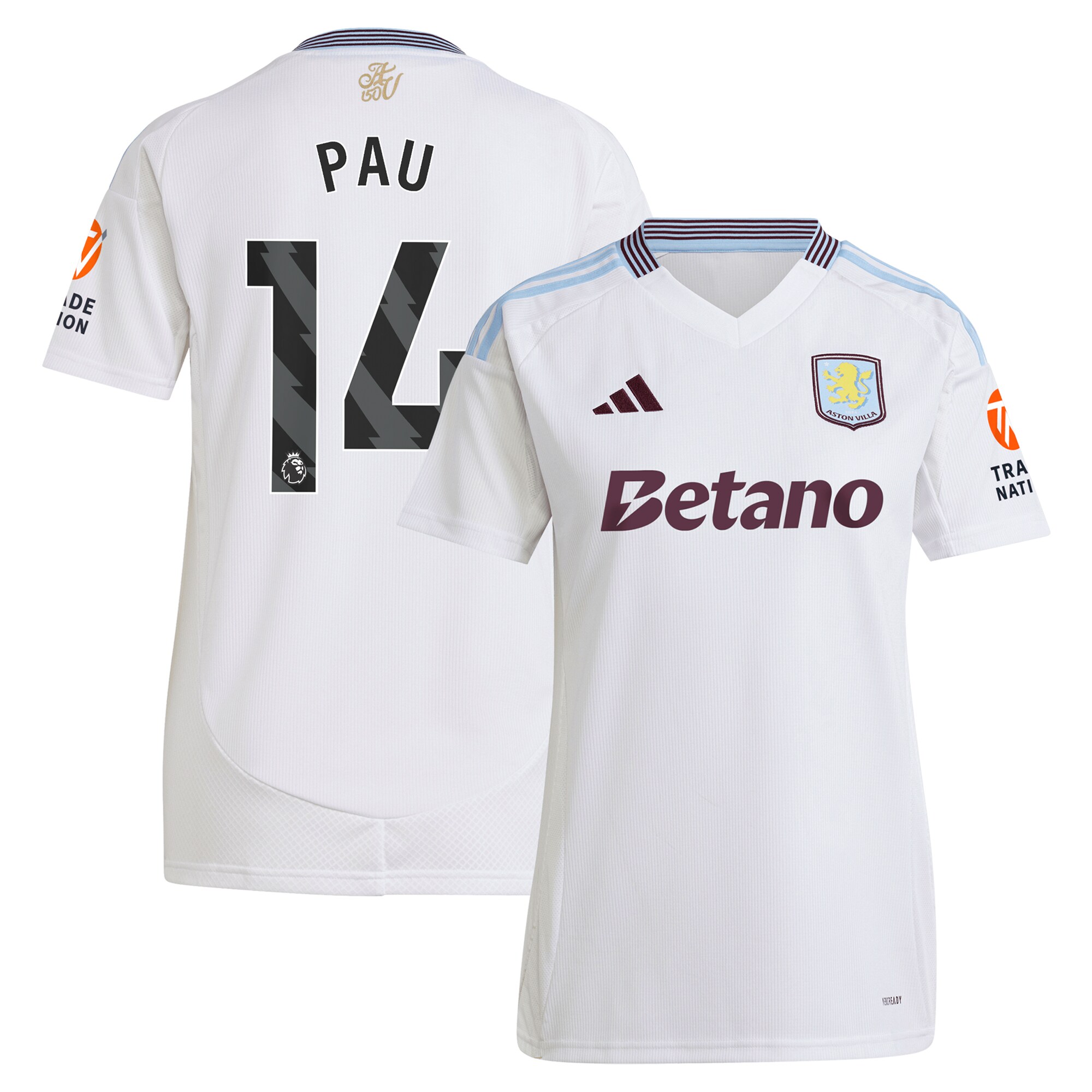 Aston Villa aston villa adidas away shirt 2024-25 – womens with pau 14 printing Kits - Official Football Shirts & Training Gear