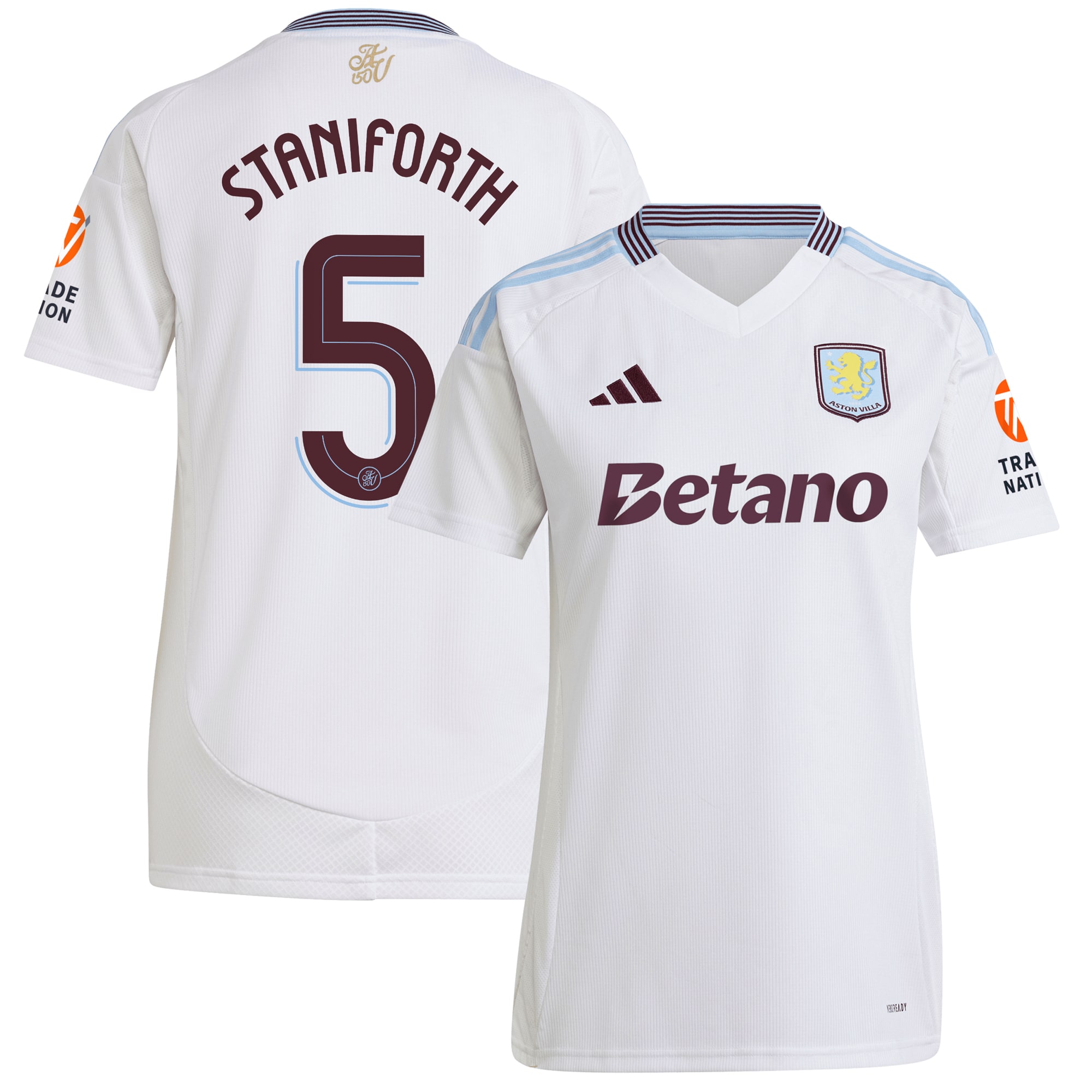 Aston Villa aston villa adidas away shirt 2024-25 – womens with staniforth 5 cup printing Kits - Official Football Shirts & Training Gear