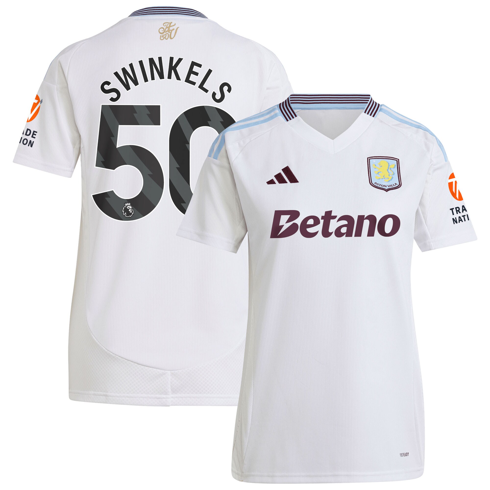 Aston Villa aston villa adidas away shirt 2024-25 – womens with swinkels 50 printing Kits - Official Football Shirts & Training Gear