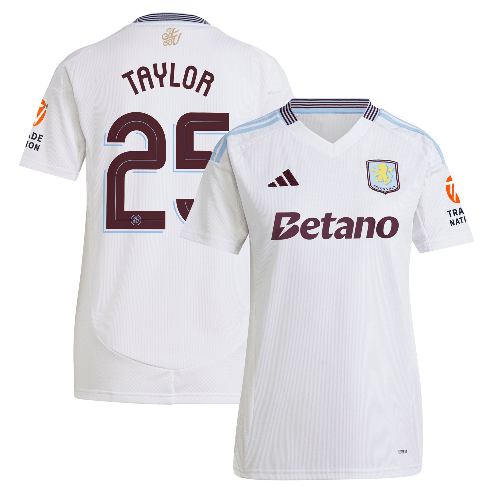 Aston Villa aston villa adidas away shirt 2024-25 – womens with taylor 25 cup printing Kits - Official Football Shirts & Training Gear