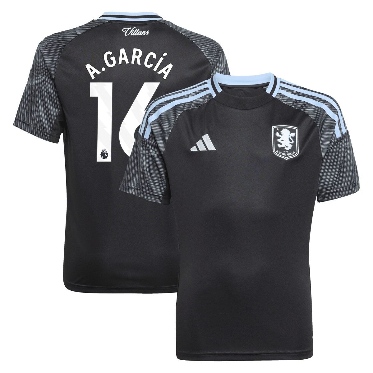 Aston Villa aston villa adidas away shirt 2025-26 – kids with a.garcía 16 printing Kits - Official Football Shirts & Training Gear