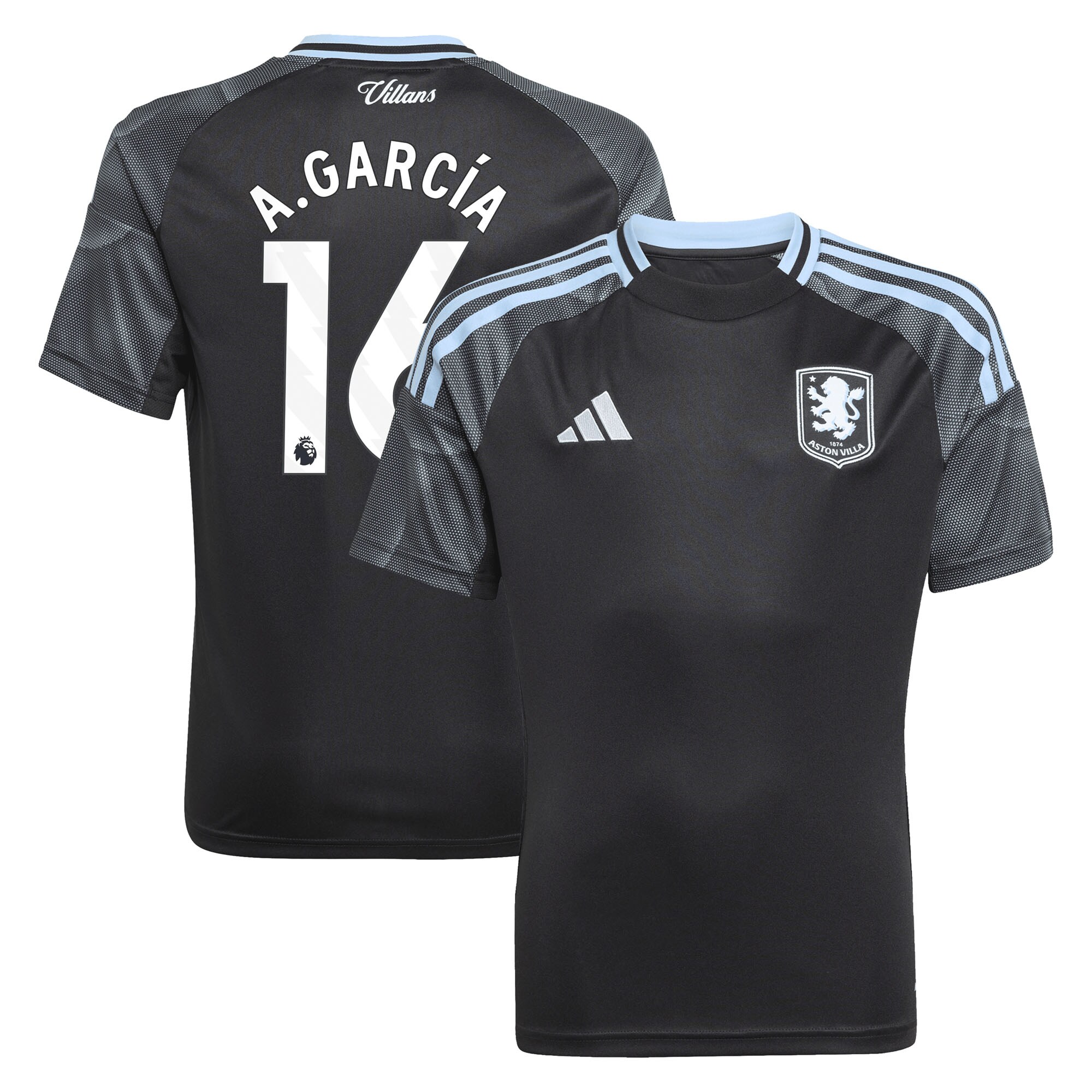 Aston Villa aston villa adidas away shirt 2025-26 – kids with a.garcía 16 printing Kits - Official Football Shirts & Training Gear
