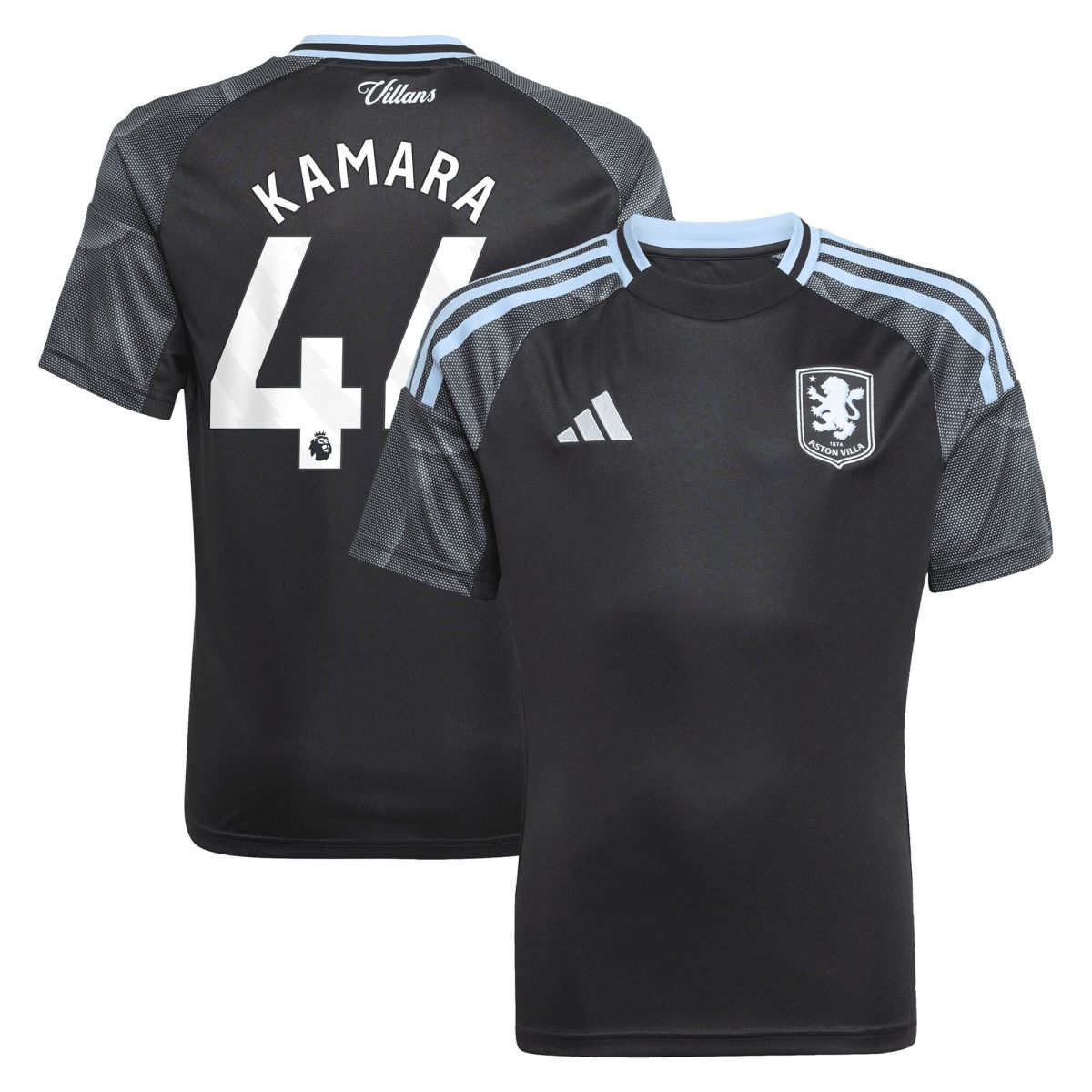 Aston Villa aston villa adidas away shirt 2025-26 – kids with kamara 44 printing Kits - Official Football Shirts & Training Gear