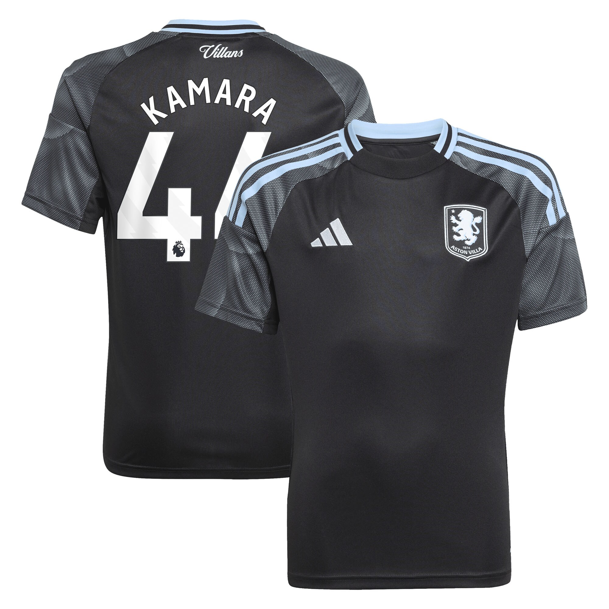 Aston Villa aston villa adidas away shirt 2025-26 – kids with kamara 44 printing Kits - Official Football Shirts & Training Gear