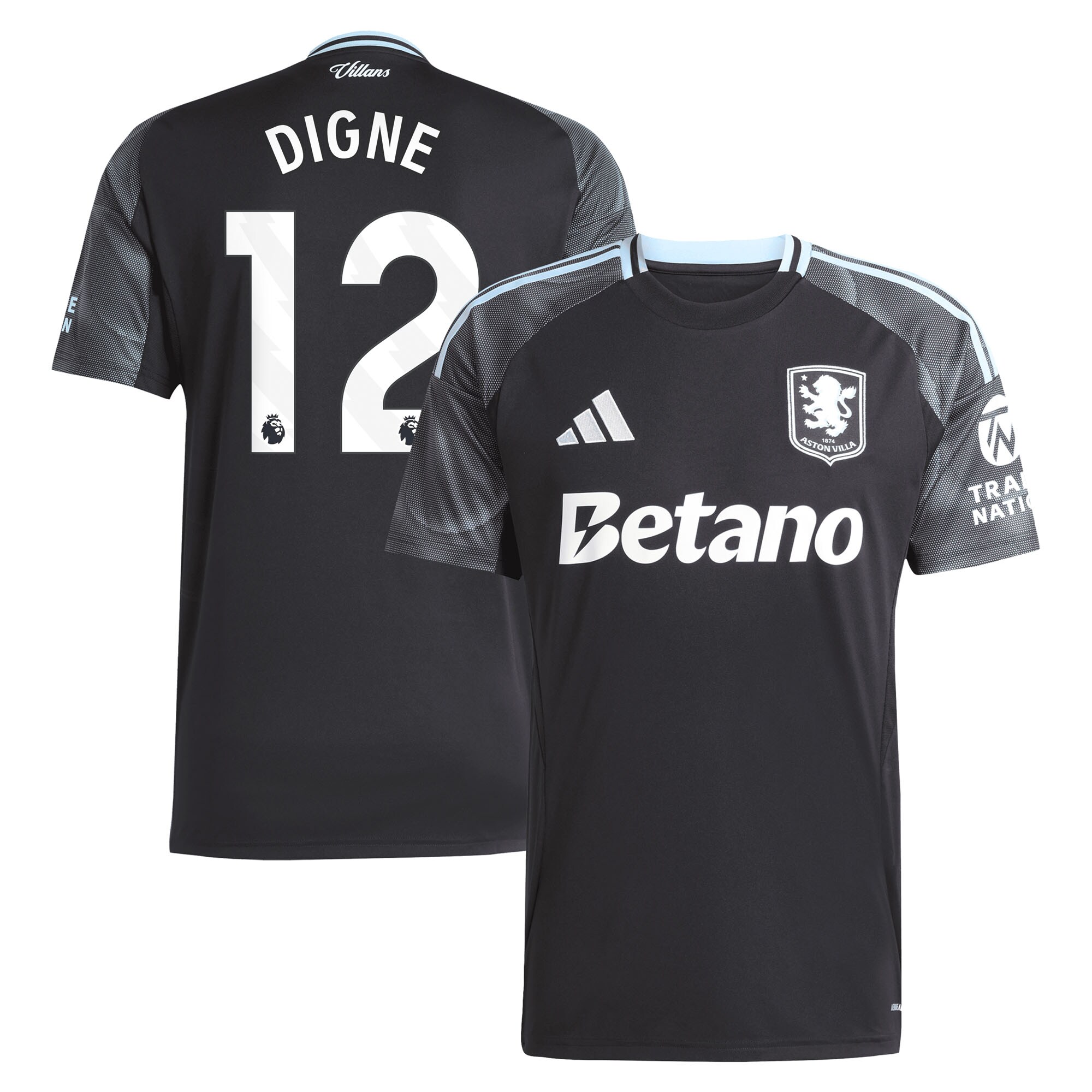 Aston Villa aston villa adidas away shirt 2025-26 with digne 12 printing Kits - Official Football Shirts & Training Gear