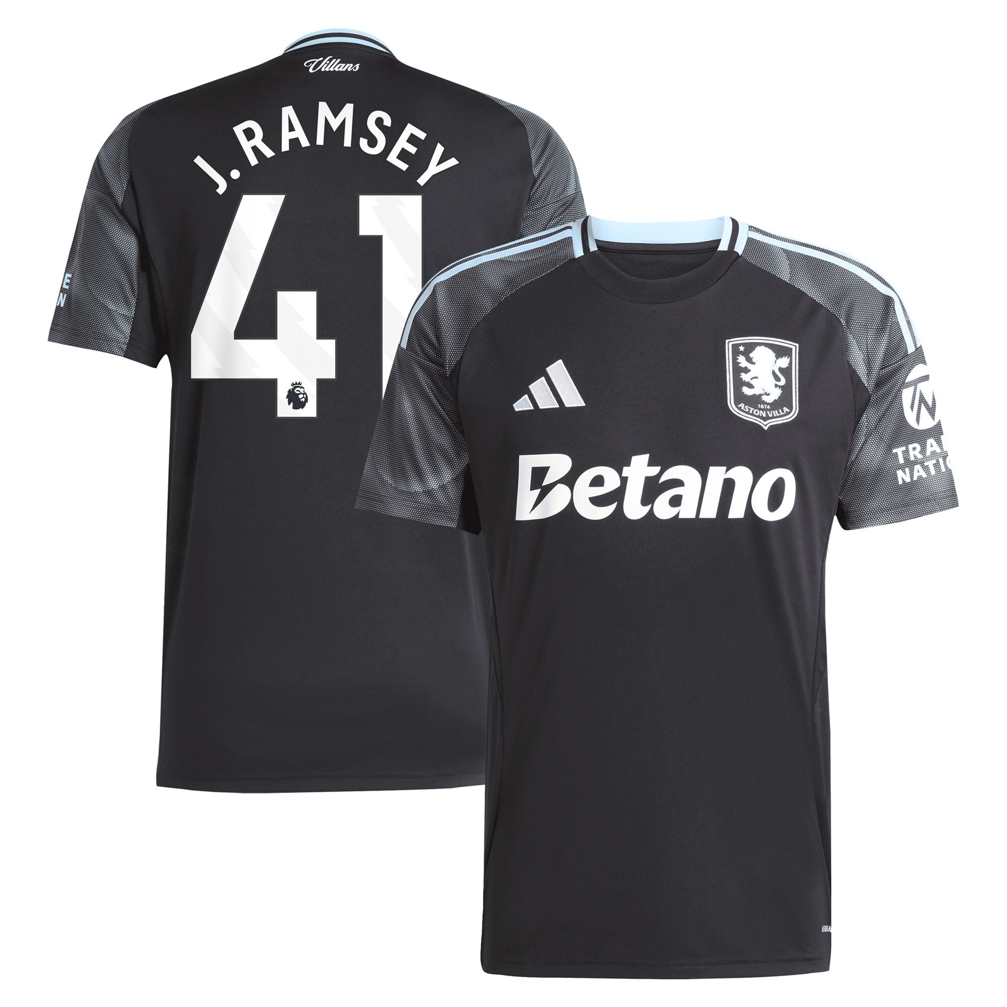 Aston Villa aston villa adidas away shirt 2025-26 with j. ramsey 41 printing Kits - Official Football Shirts & Training Gear