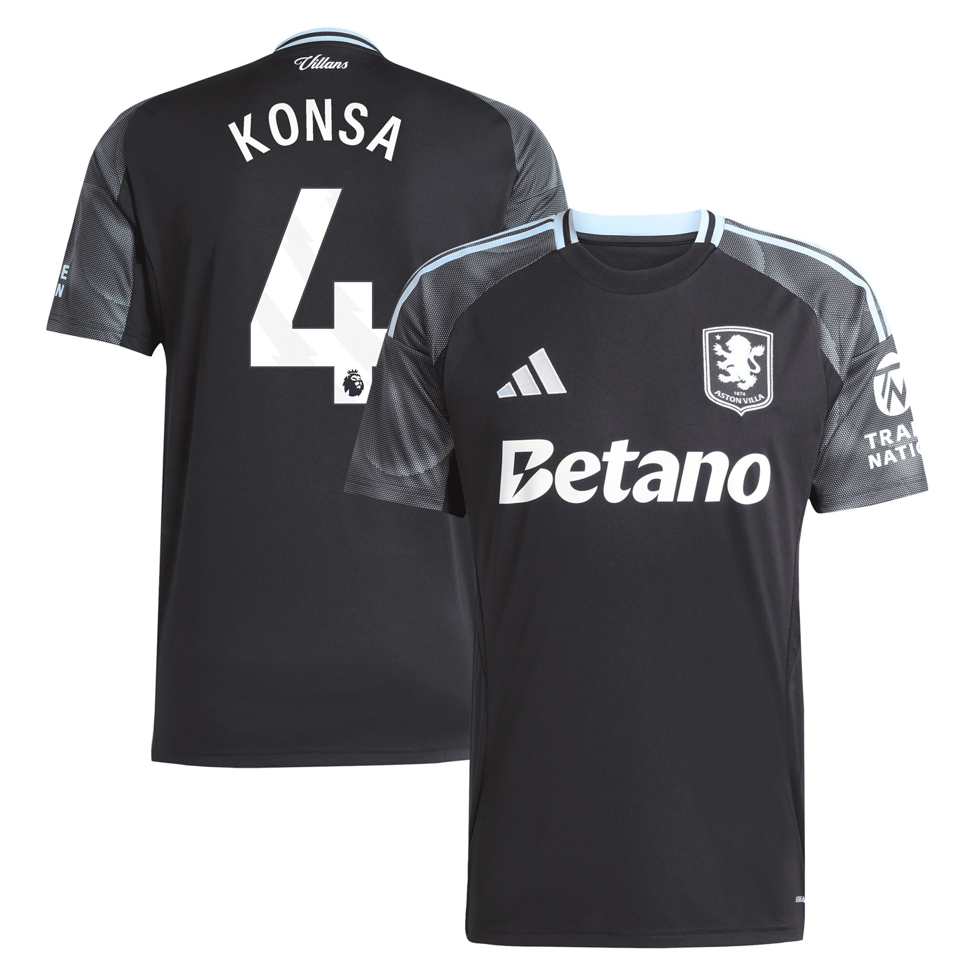 Aston Villa aston villa adidas away shirt 2025-26 with konsa 4 printing Kits - Official Football Shirts & Training Gear