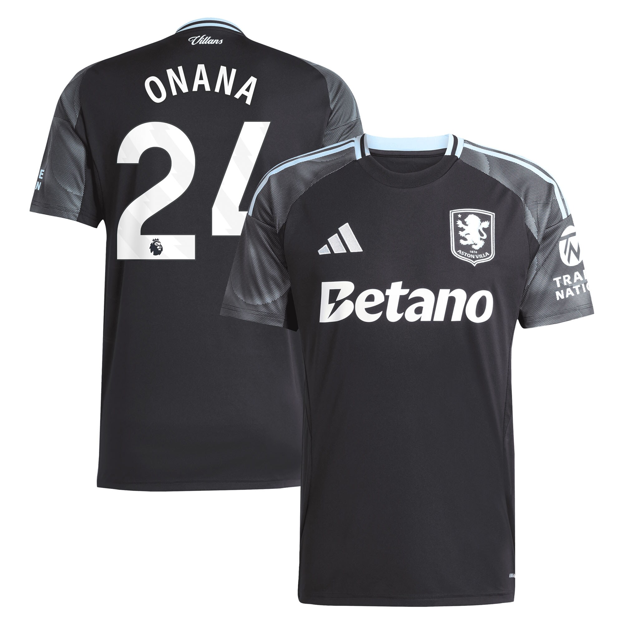 Aston Villa aston villa adidas away shirt 2025-26 with onana 24 printing Kits - Official Football Shirts & Training Gear