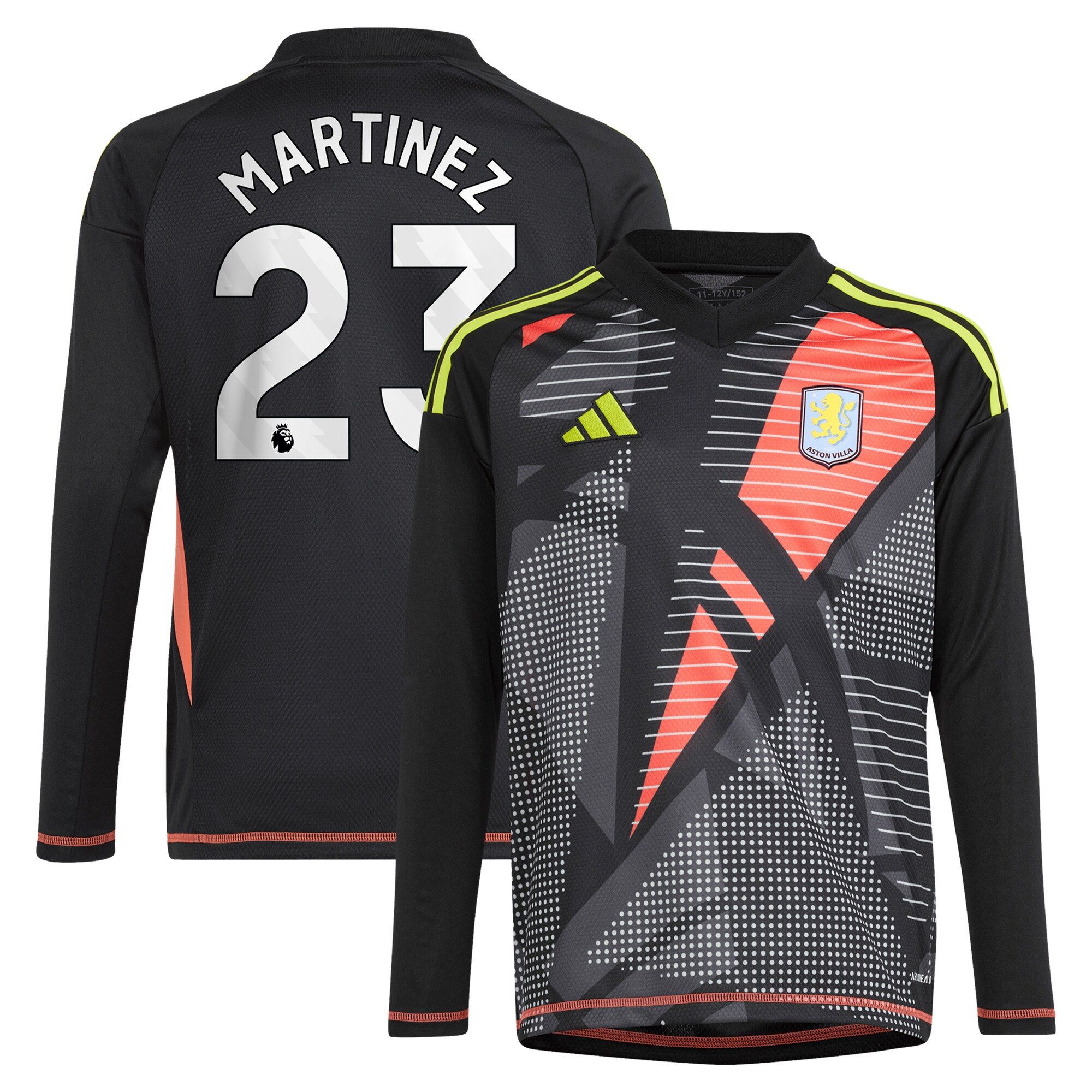 Aston Villa aston villa adidas goalkeeper shirt 2024-25 – long sleeve – kids with martinez 23 printing – 202029325 Kits - Official Football Shirts & Training Gear
