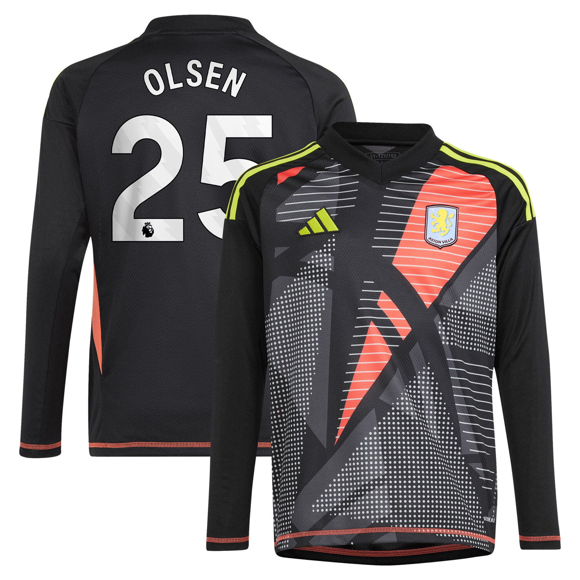 Aston Villa aston villa adidas goalkeeper shirt 2024-25 – long sleeve – kids with olsen 25 printing – 202029322 Kits - Official Football Shirts & Training Gear