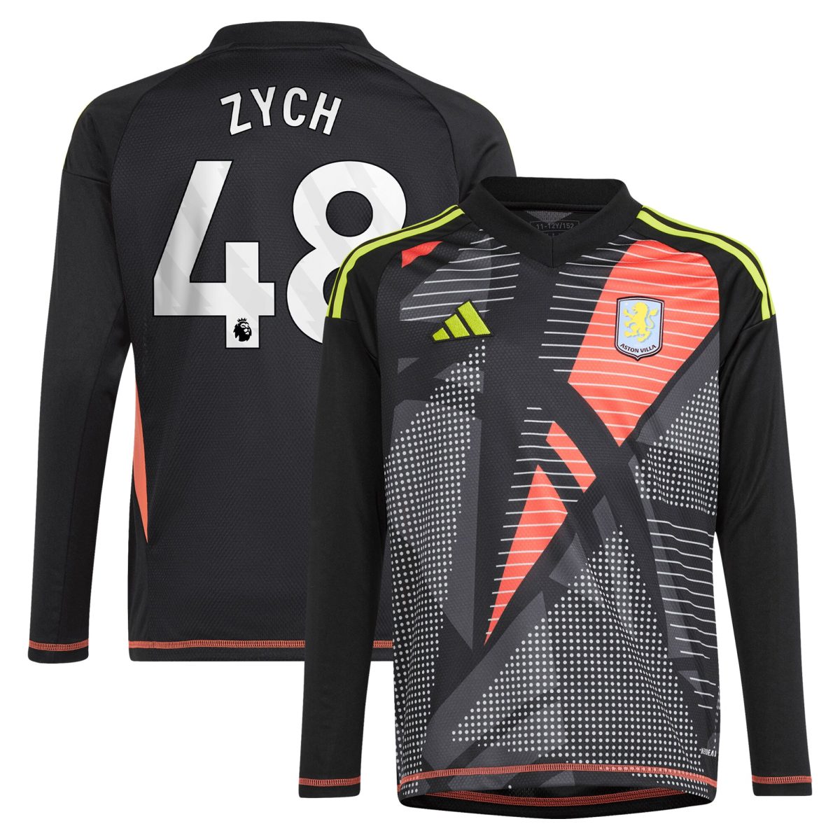 Aston Villa aston villa adidas goalkeeper shirt 2024-25 – long sleeve – kids with zych 48 printing – 202153091 Kits - Official Football Shirts & Training Gear