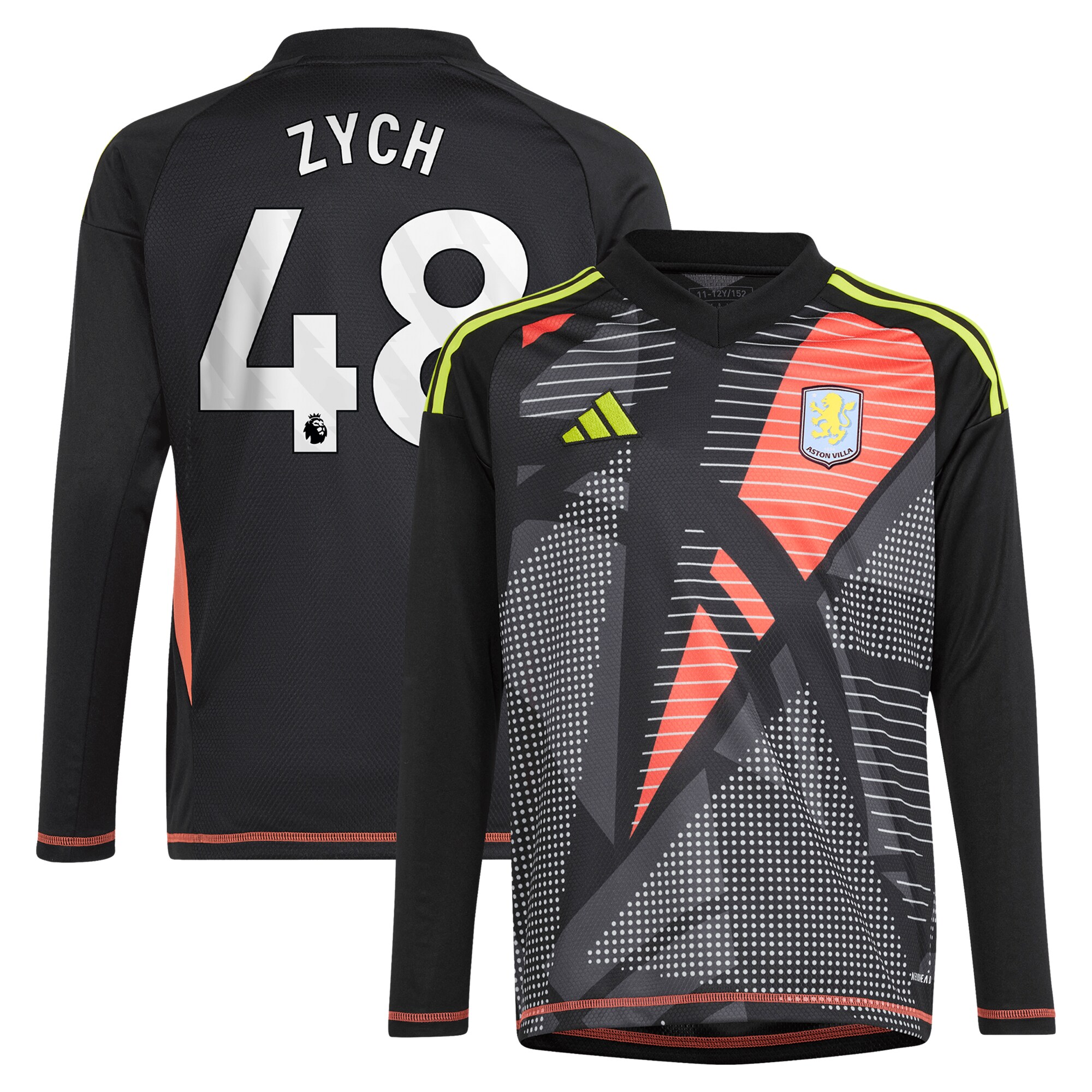 Aston Villa aston villa adidas goalkeeper shirt 2024-25 – long sleeve – kids with zych 48 printing – 202153091 Kits - Official Football Shirts & Training Gear