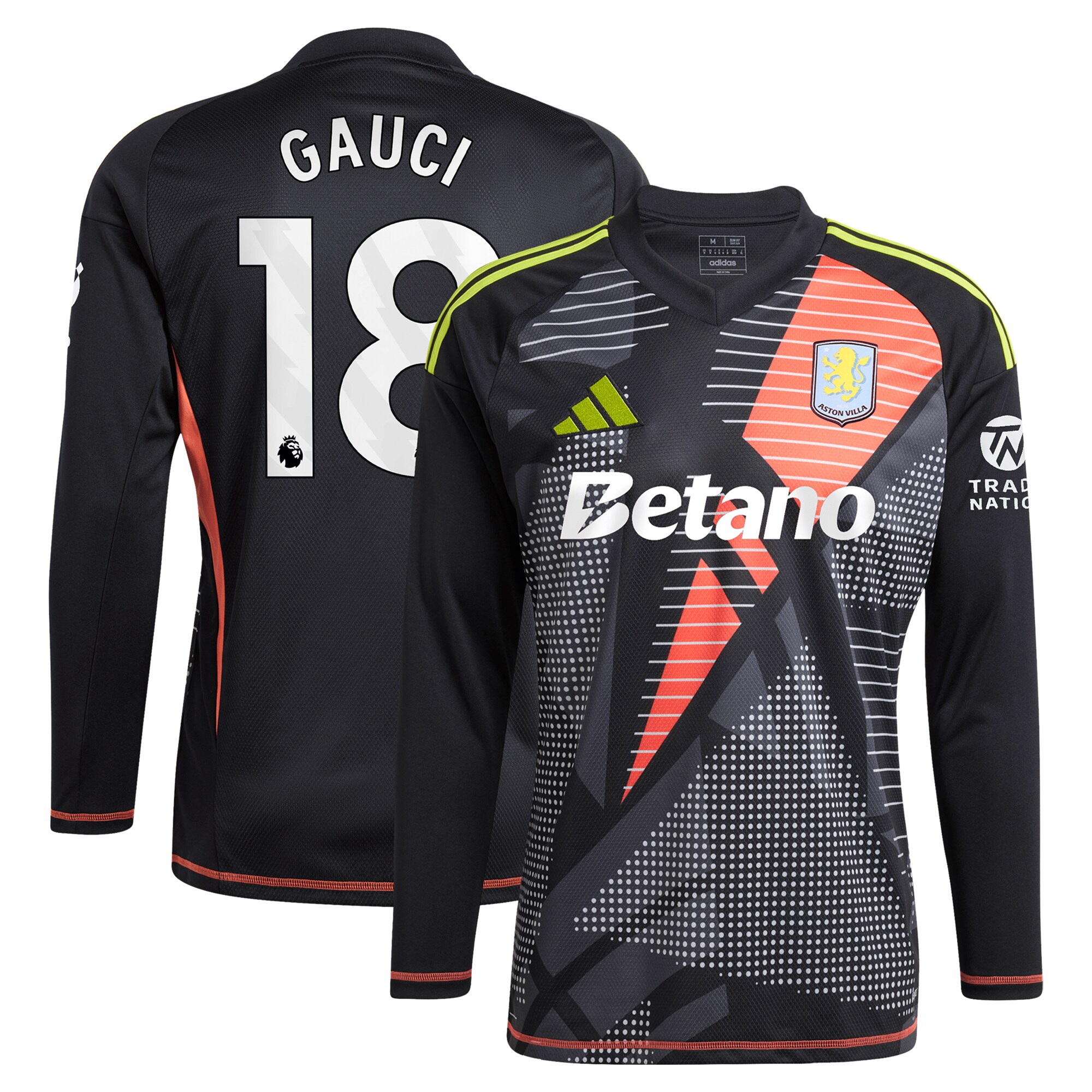 Aston Villa aston villa adidas goalkeeper shirt 2024-25 – long sleeve with gauci 18 printing – 202028940 Kits - Official Football Shirts & Training Gear