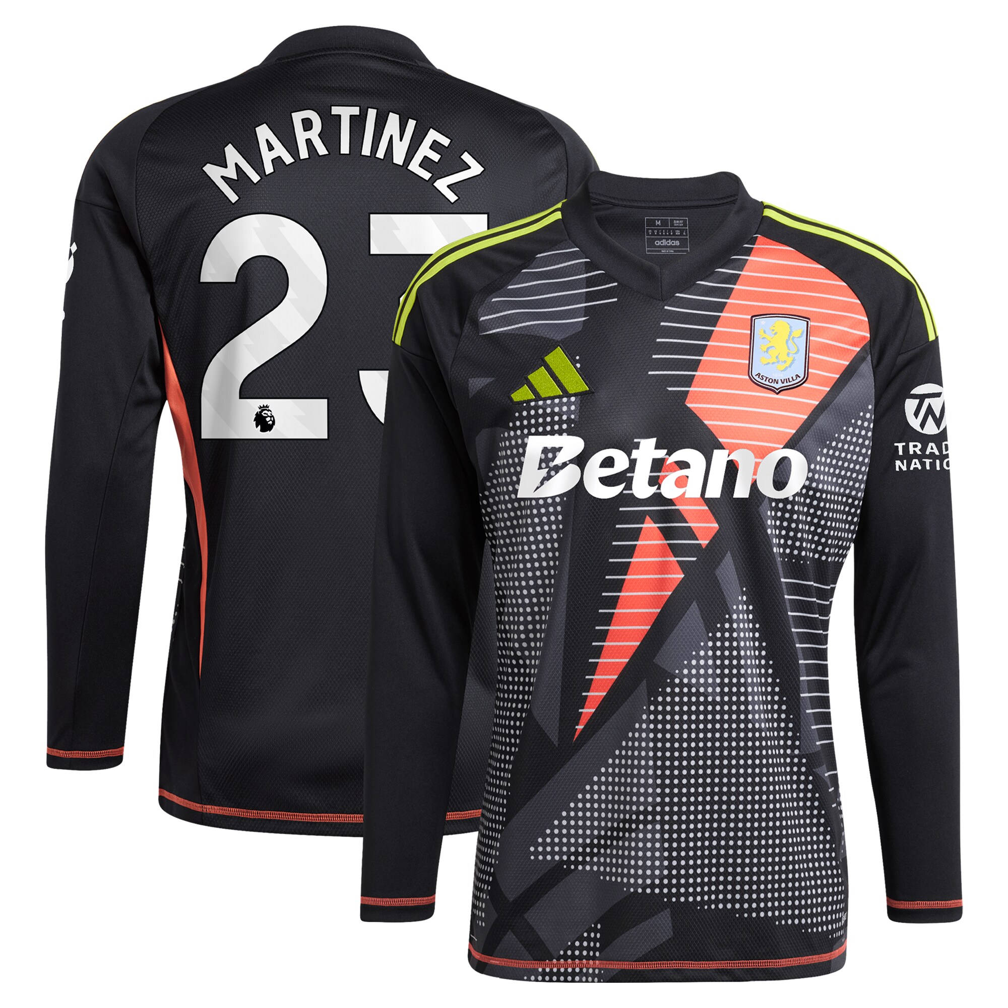 Aston Villa aston villa adidas goalkeeper shirt 2024-25 – long sleeve with martinez 23 printing – 202028938 Kits - Official Football Shirts & Training Gear