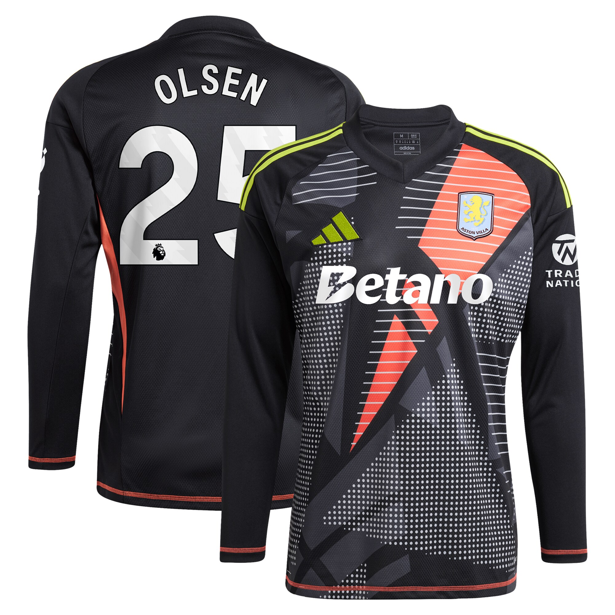 Aston Villa aston villa adidas goalkeeper shirt 2024-25 – long sleeve with olsen 25 printing – 202028939 Kits - Official Football Shirts & Training Gear