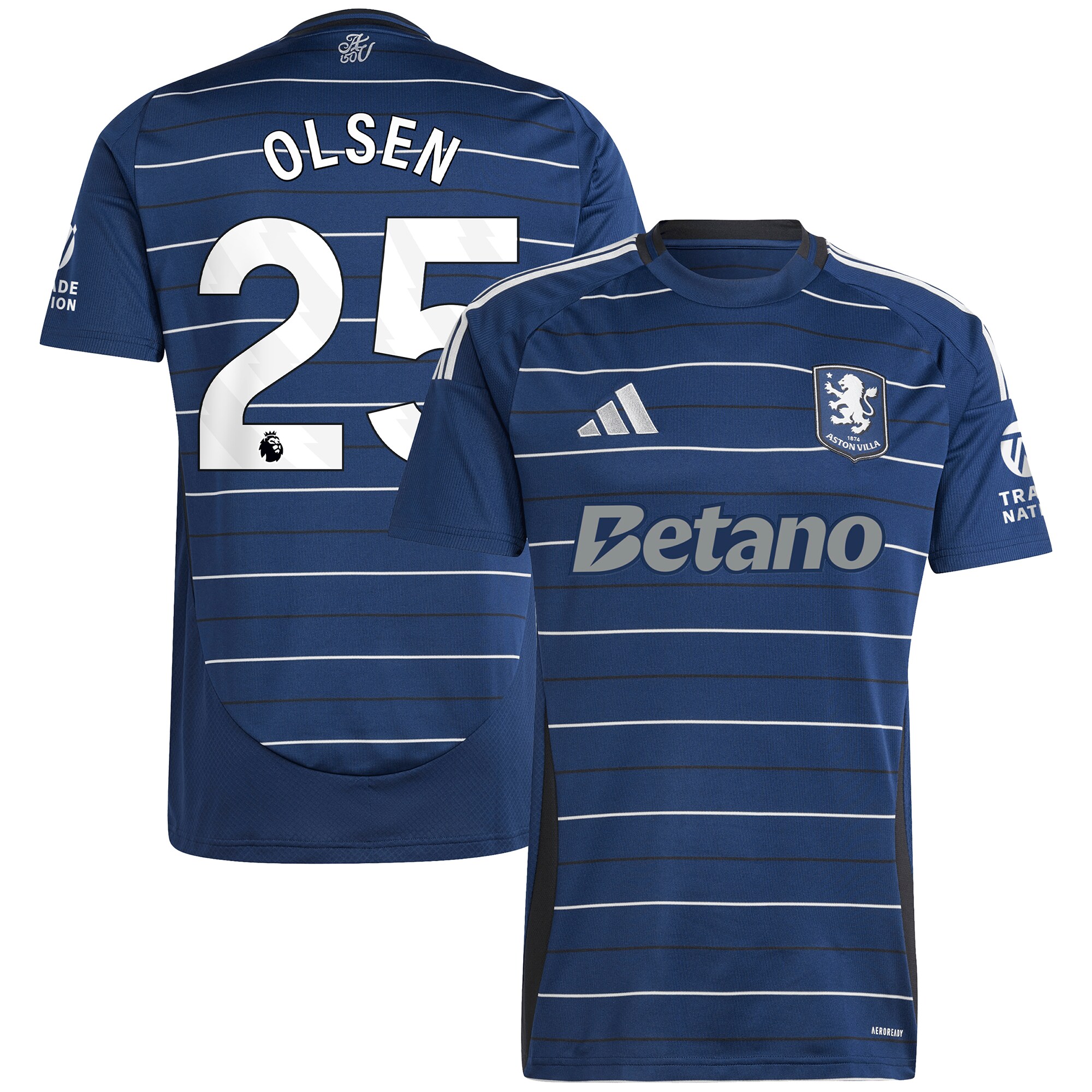 Aston Villa aston villa adidas goalkeeper shirt 2024-25 – long sleeve with olsen 25 printing – 202030975 Kits - Official Football Shirts & Training Gear
