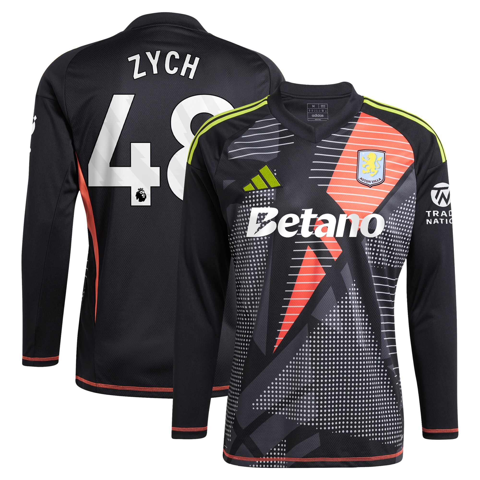 Aston Villa aston villa adidas goalkeeper shirt 2024-25 – long sleeve with zych 48 printing – 202153090 Kits - Official Football Shirts & Training Gear