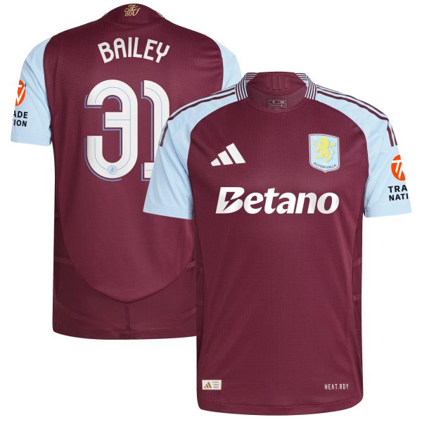 Aston Villa aston villa adidas home authentic shirt 2024-25 with bailey 31 cup printing Kits - Official Football Shirts & Training Gear