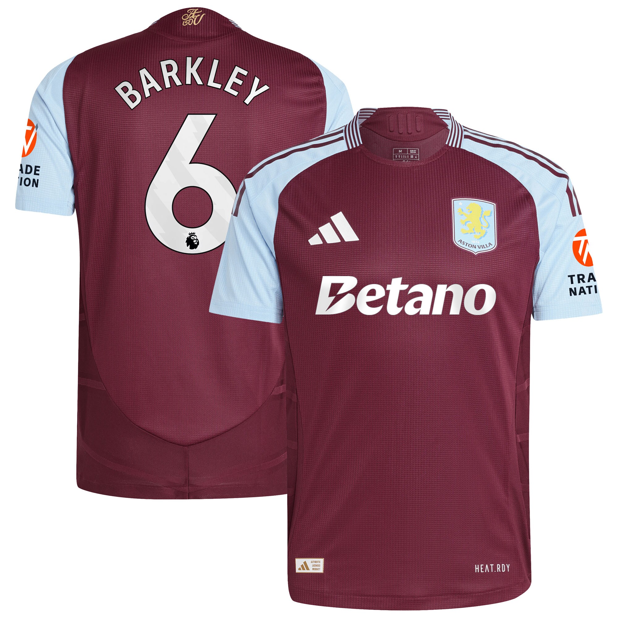 Aston Villa aston villa adidas home authentic shirt 2024-25 with barkley 6 printing Kits - Official Football Shirts & Training Gear