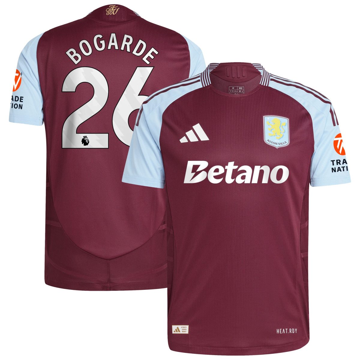 Aston Villa aston villa adidas home authentic shirt 2024-25 with bogarde 26 printing Kits - Official Football Shirts & Training Gear