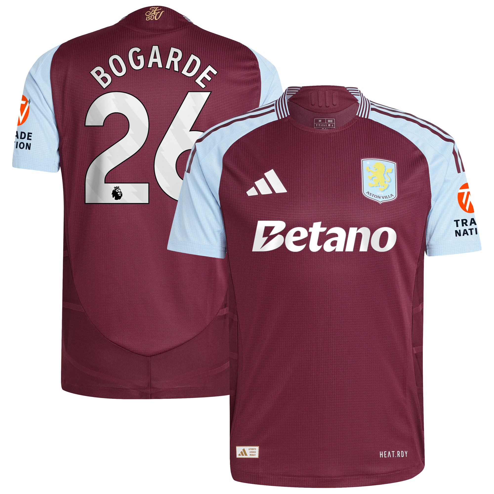 Aston Villa aston villa adidas home authentic shirt 2024-25 with bogarde 26 printing Kits - Official Football Shirts & Training Gear