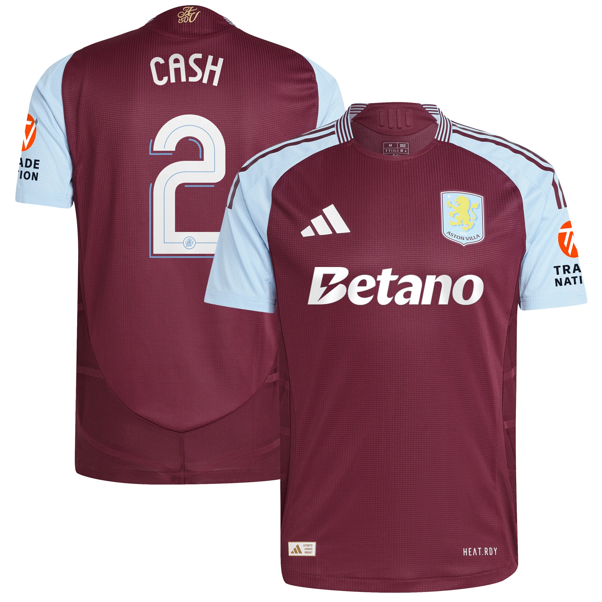 Aston Villa aston villa adidas home authentic shirt 2024-25 with cash 2 cup printing Kits - Official Football Shirts & Training Gear