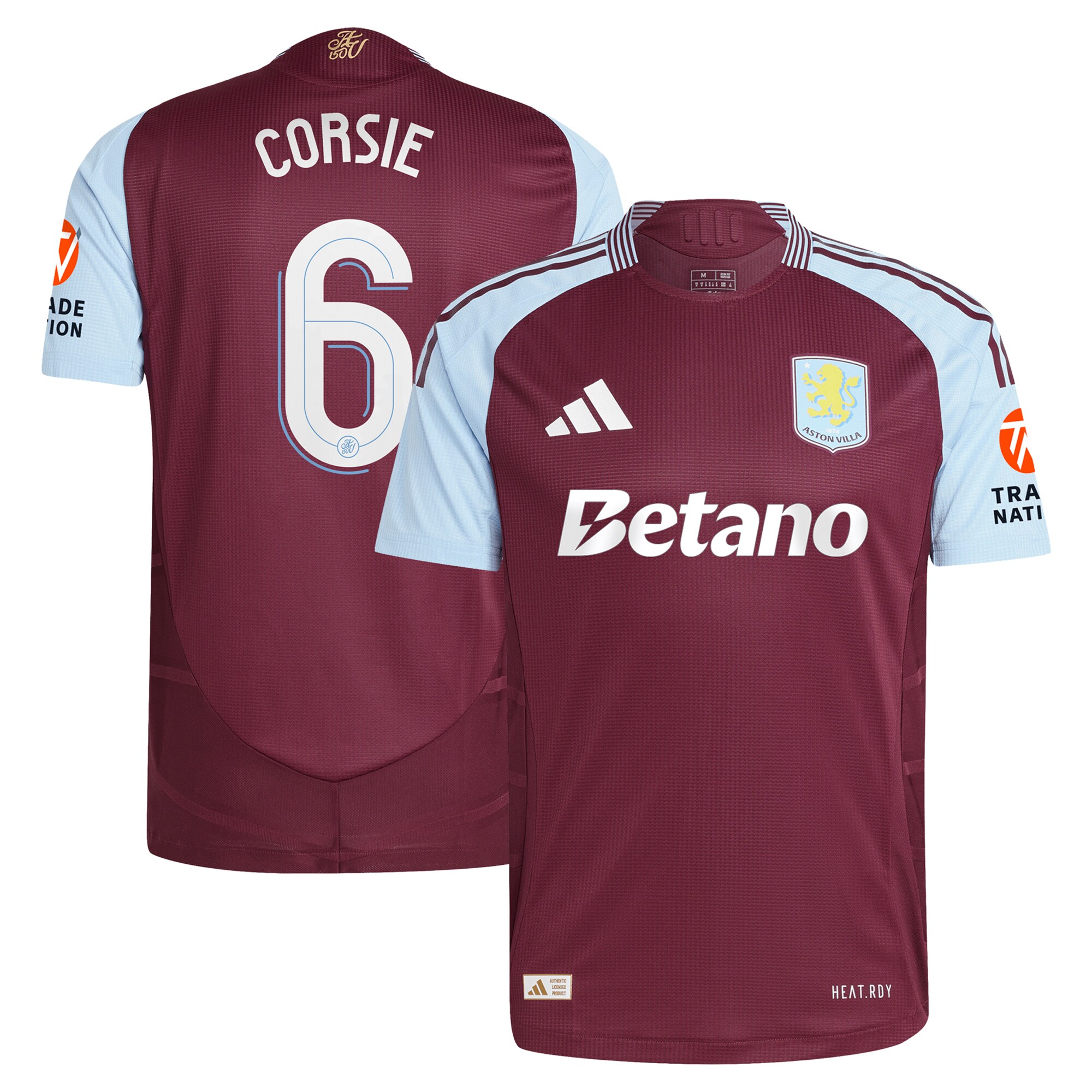 Aston Villa aston villa adidas home authentic shirt 2024-25 with corsie 6 cup printing Kits - Official Football Shirts & Training Gear