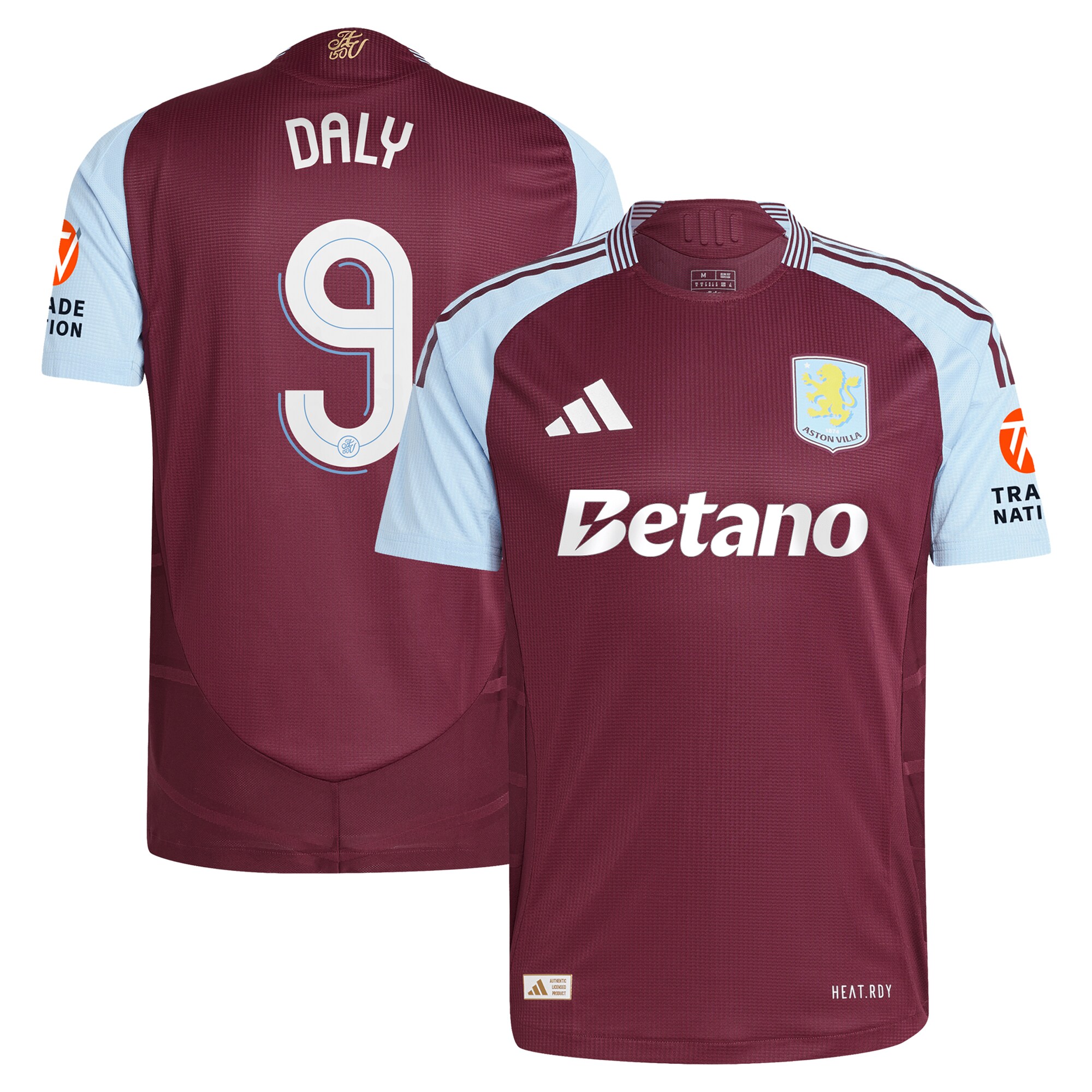 Aston Villa aston villa adidas home authentic shirt 2024-25 with daly 9 cup printing Kits - Official Football Shirts & Training Gear