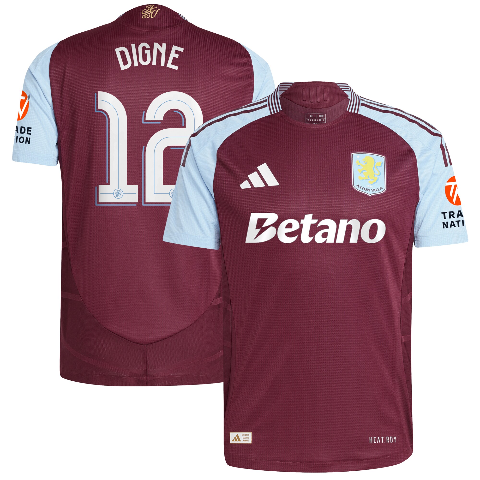 Aston Villa aston villa adidas home authentic shirt 2024-25 with digne 12 cup printing Kits - Official Football Shirts & Training Gear