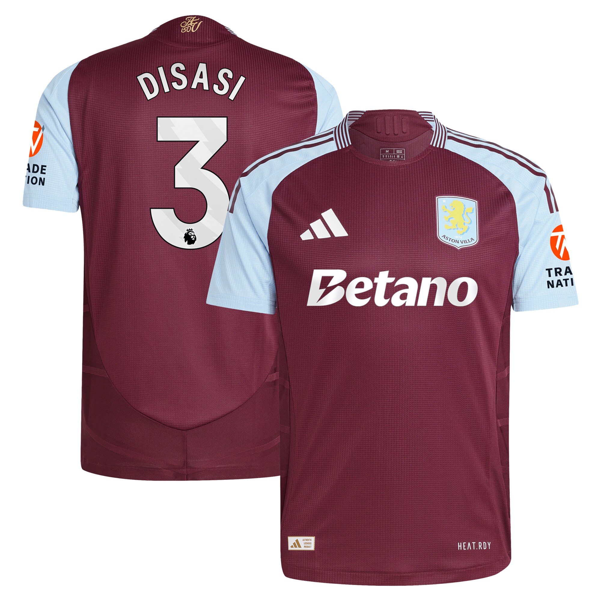 Aston Villa aston villa adidas home authentic shirt 2024-25 with disasi 3 printing Kits - Official Football Shirts & Training Gear
