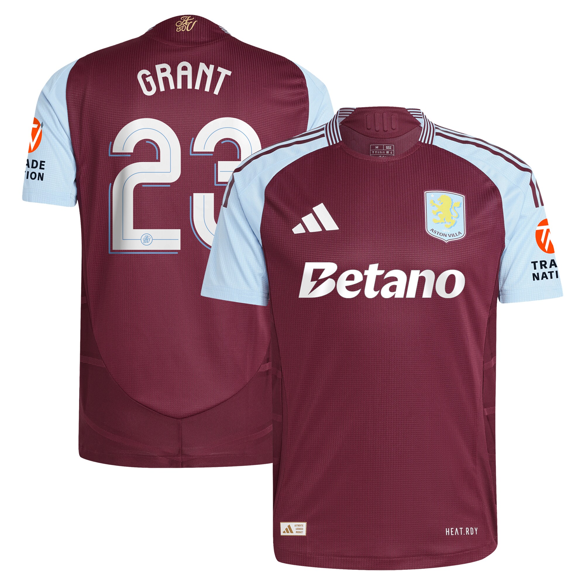 Aston Villa aston villa adidas home authentic shirt 2024-25 with grant 23 cup printing Kits - Official Football Shirts & Training Gear