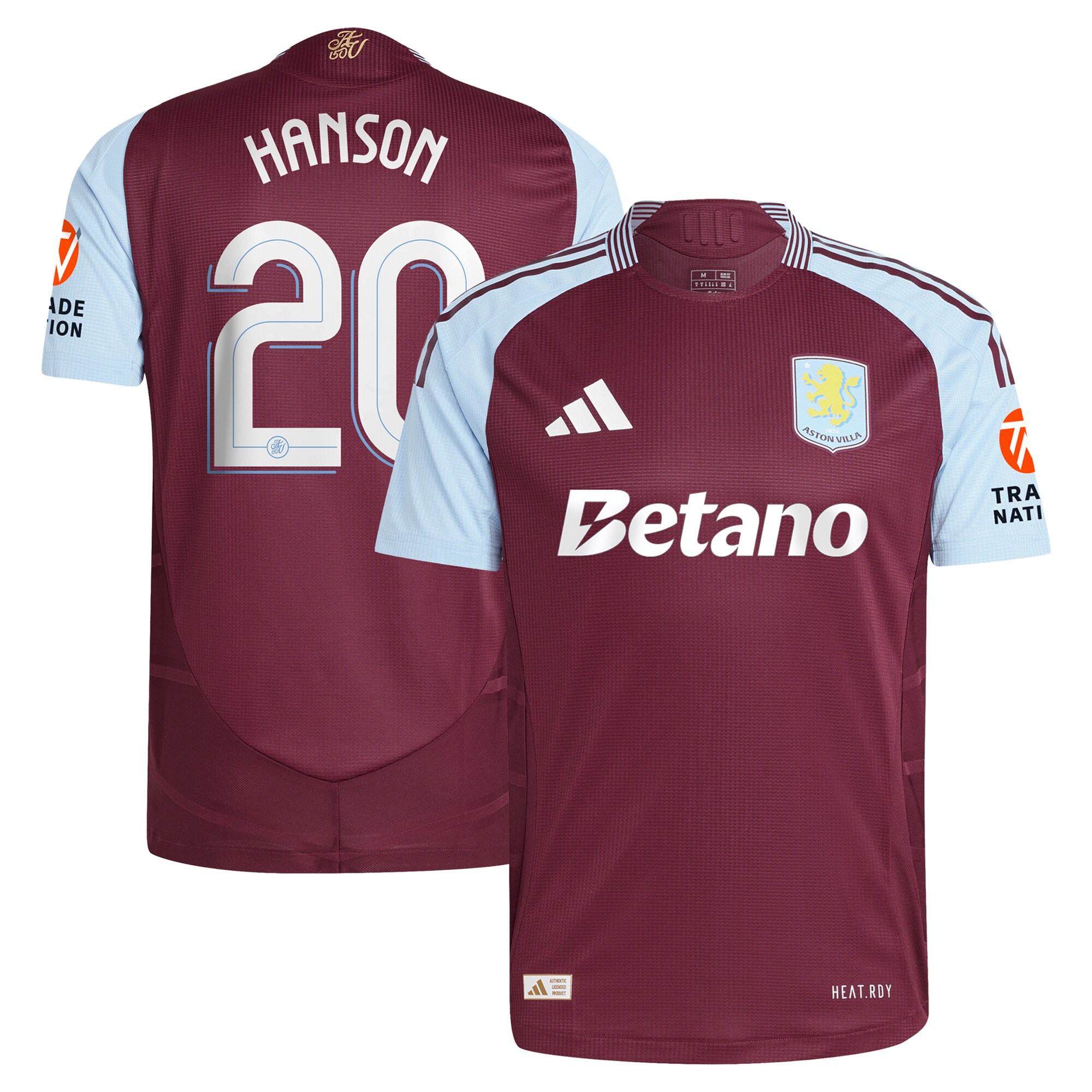 Aston Villa aston villa adidas home authentic shirt 2024-25 with hanson 20 cup printing Kits - Official Football Shirts & Training Gear