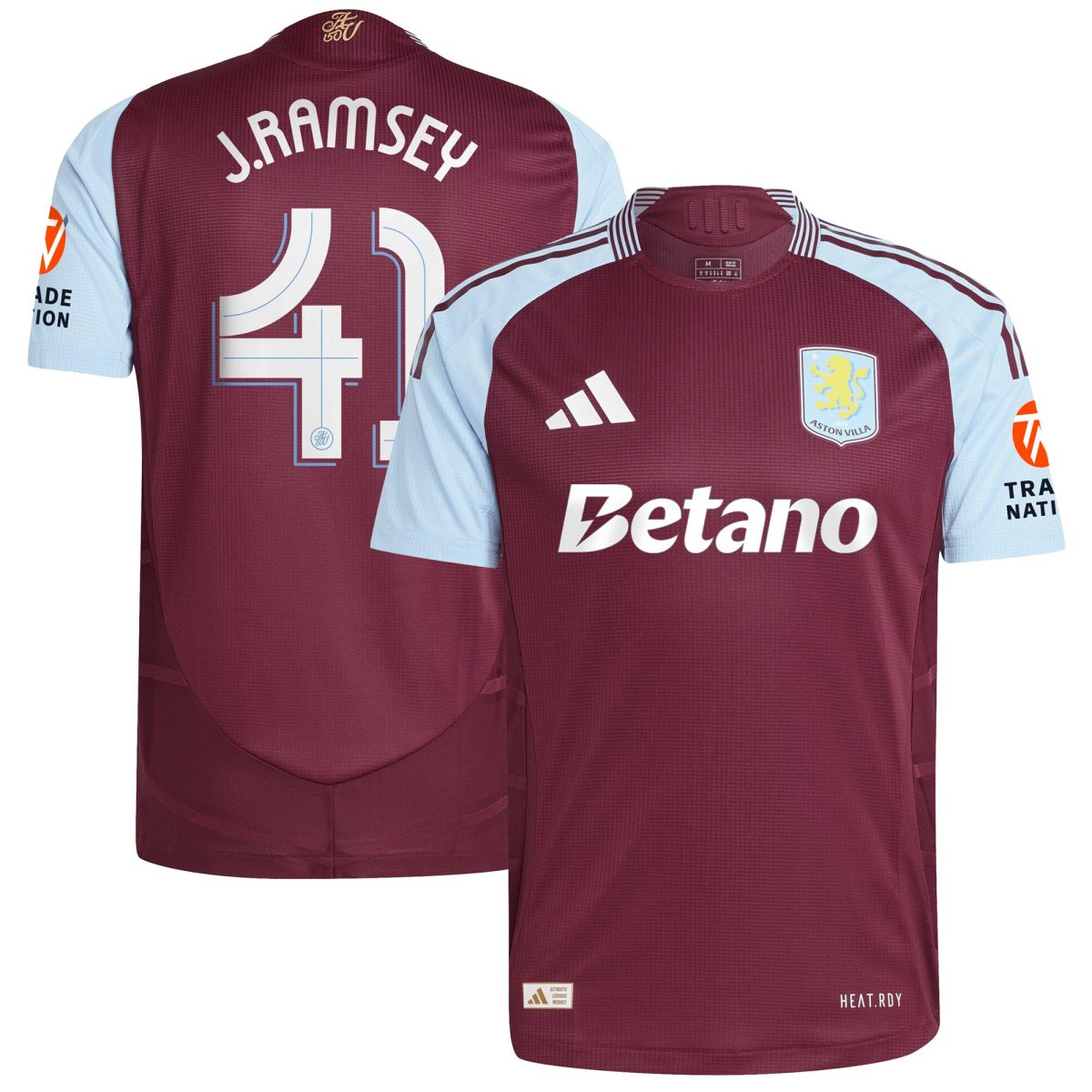 Aston Villa aston villa adidas home authentic shirt 2024-25 with j. ramsey 41 cup printing Kits - Official Football Shirts & Training Gear