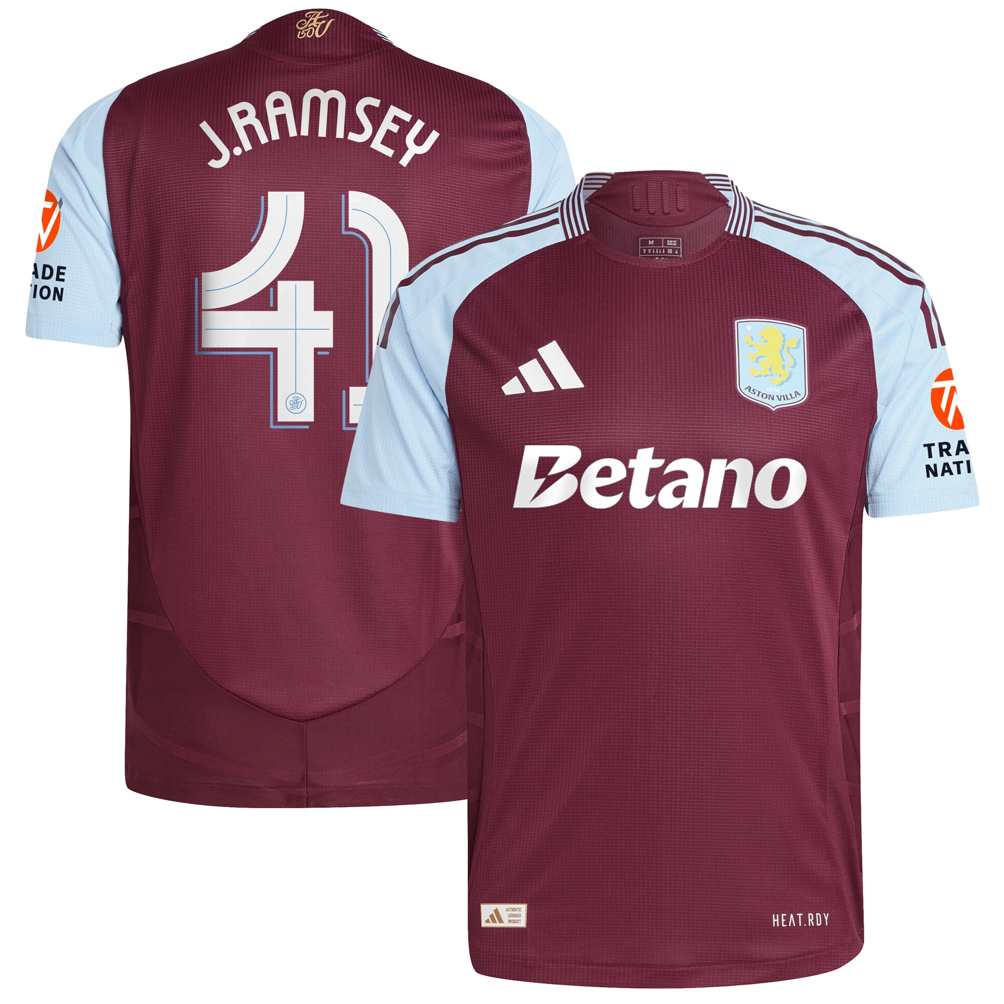 Aston Villa aston villa adidas home authentic shirt 2024-25 with j. ramsey 41 cup printing Kits - Official Football Shirts & Training Gear