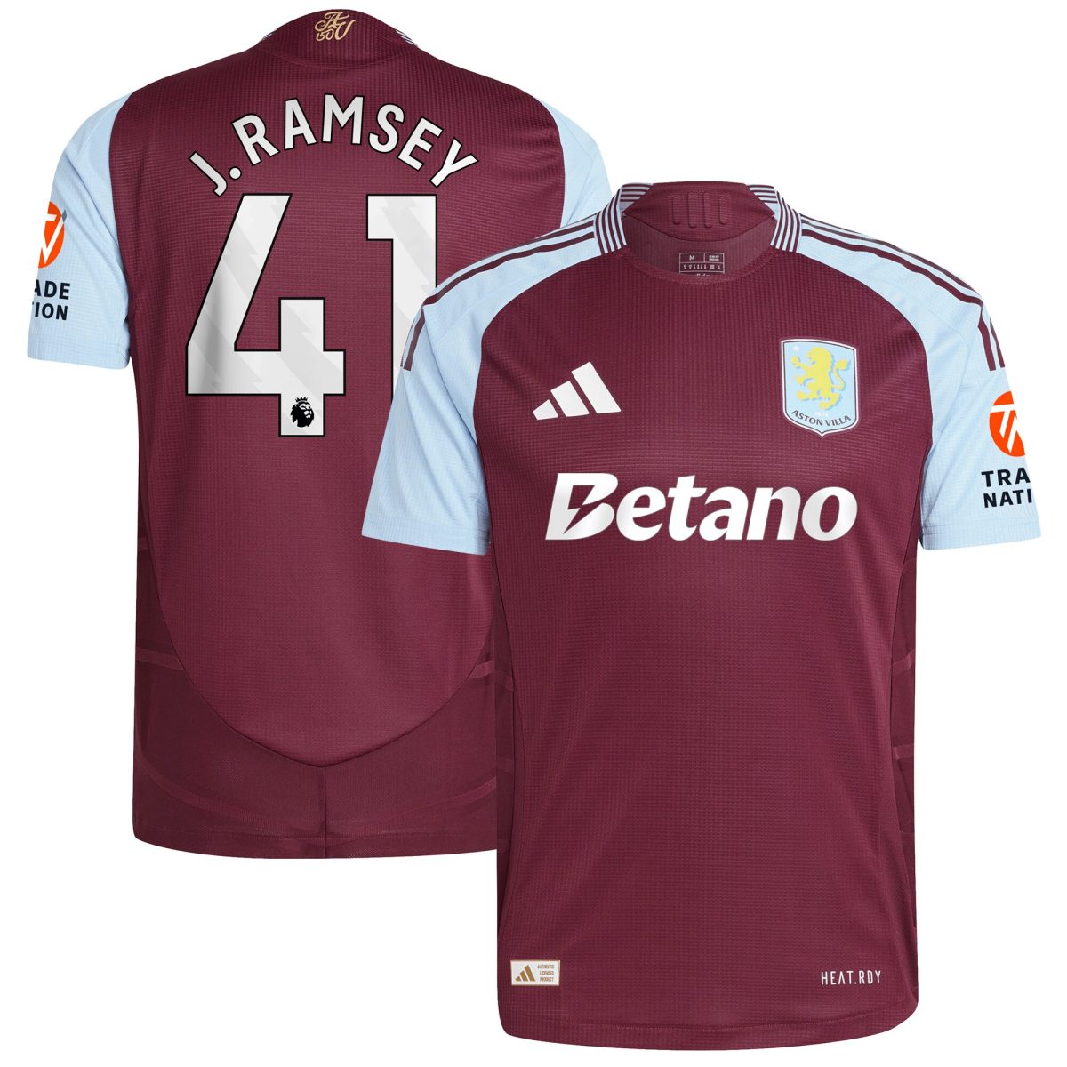 Aston Villa aston villa adidas home authentic shirt 2024-25 with j. ramsey 41 printing Kits - Official Football Shirts & Training Gear