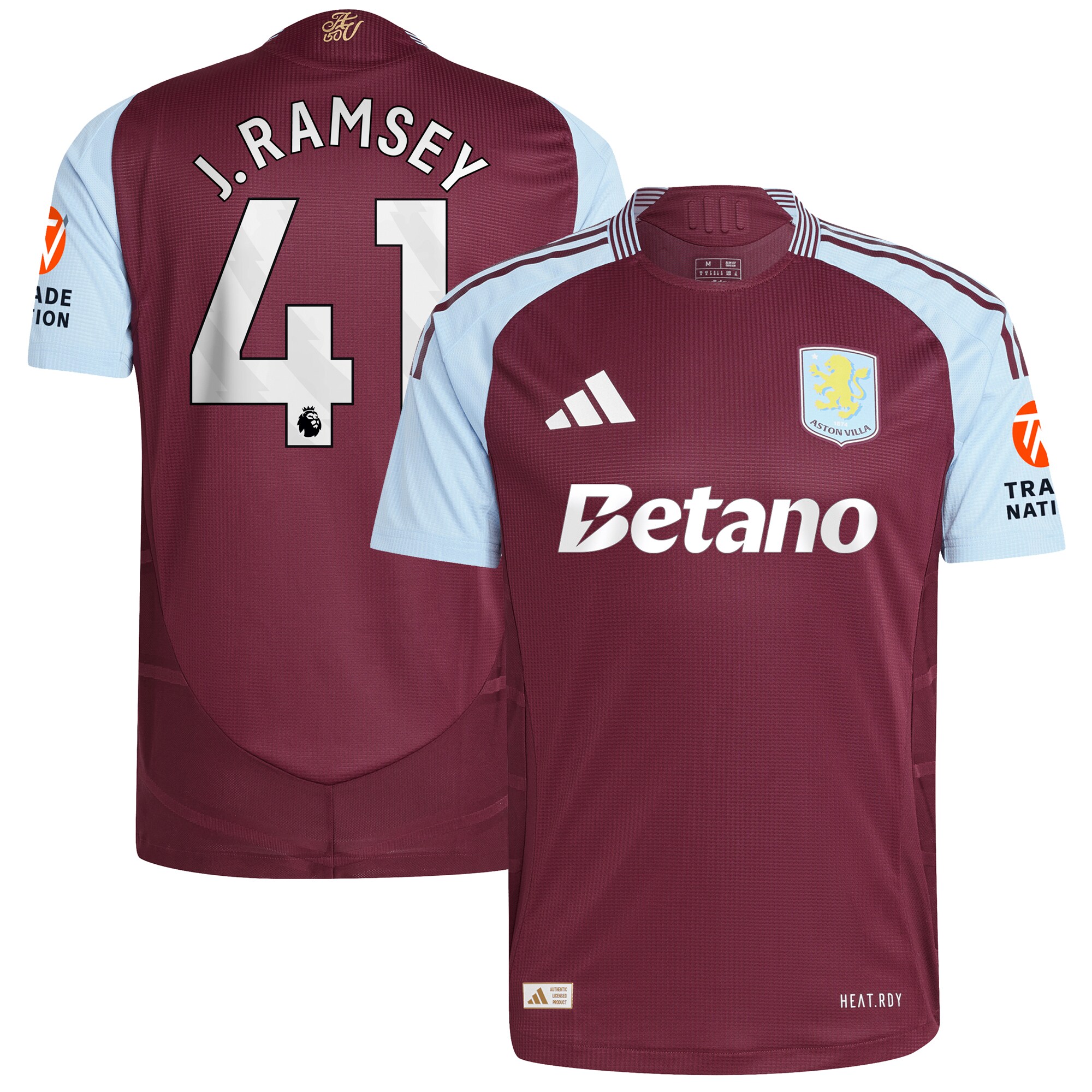 Aston Villa aston villa adidas home authentic shirt 2024-25 with j. ramsey 41 printing Kits - Official Football Shirts & Training Gear