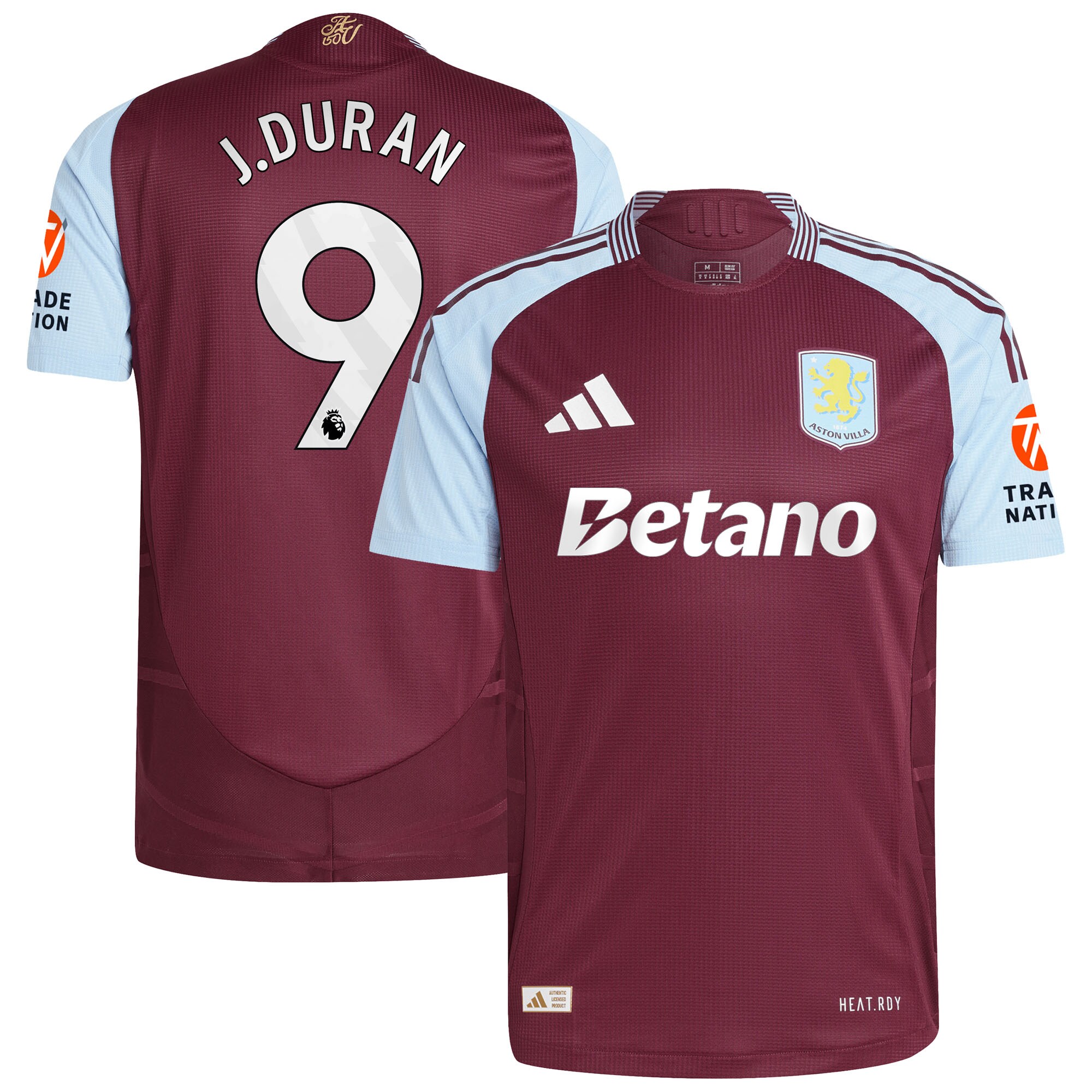Aston Villa aston villa adidas home authentic shirt 2024-25 with j.duran 9 printing Kits - Official Football Shirts & Training Gear