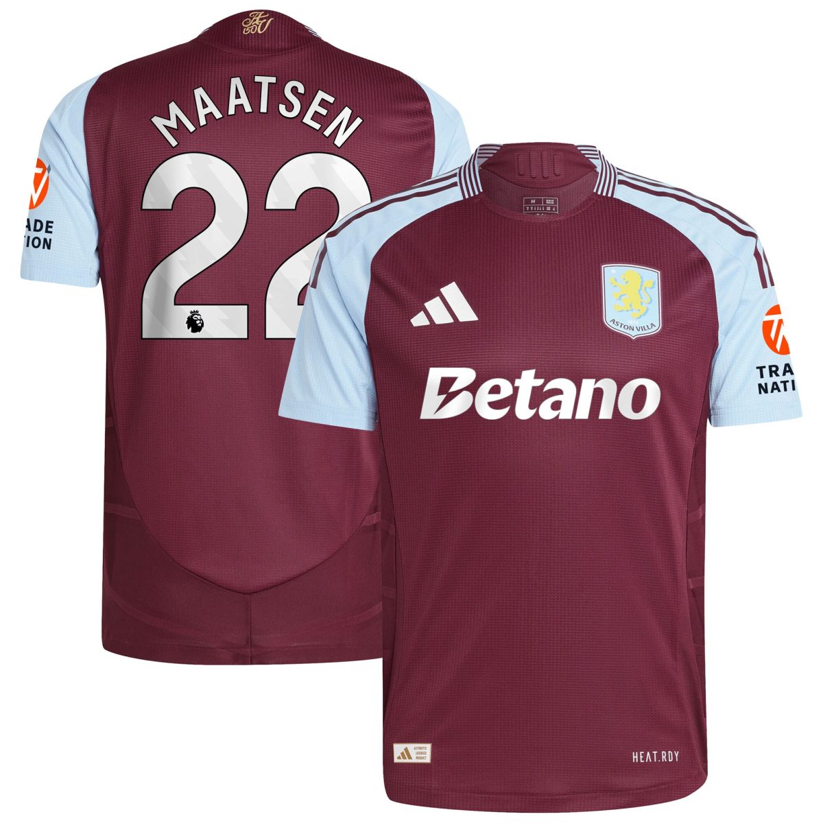 Aston Villa aston villa adidas home authentic shirt 2024-25 with maatsen 22 printing Kits - Official Football Shirts & Training Gear