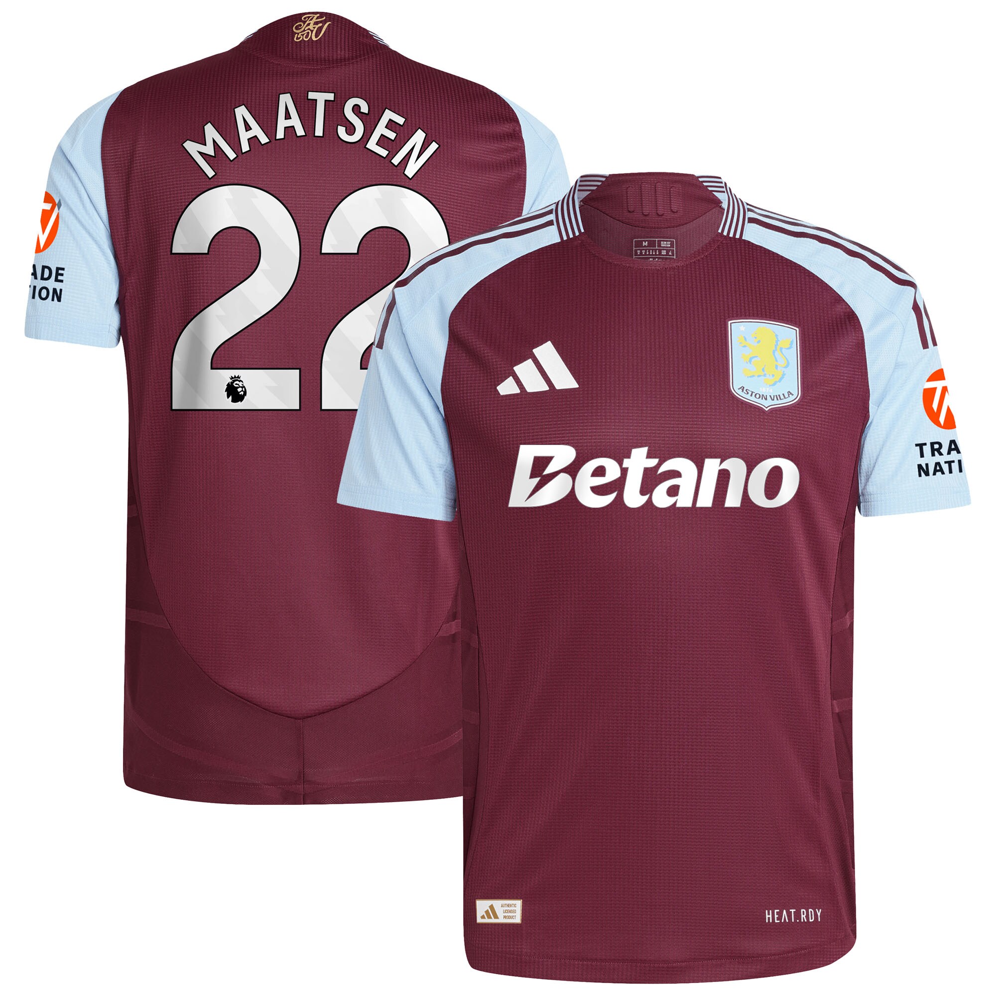 Aston Villa aston villa adidas home authentic shirt 2024-25 with maatsen 22 printing Kits - Official Football Shirts & Training Gear