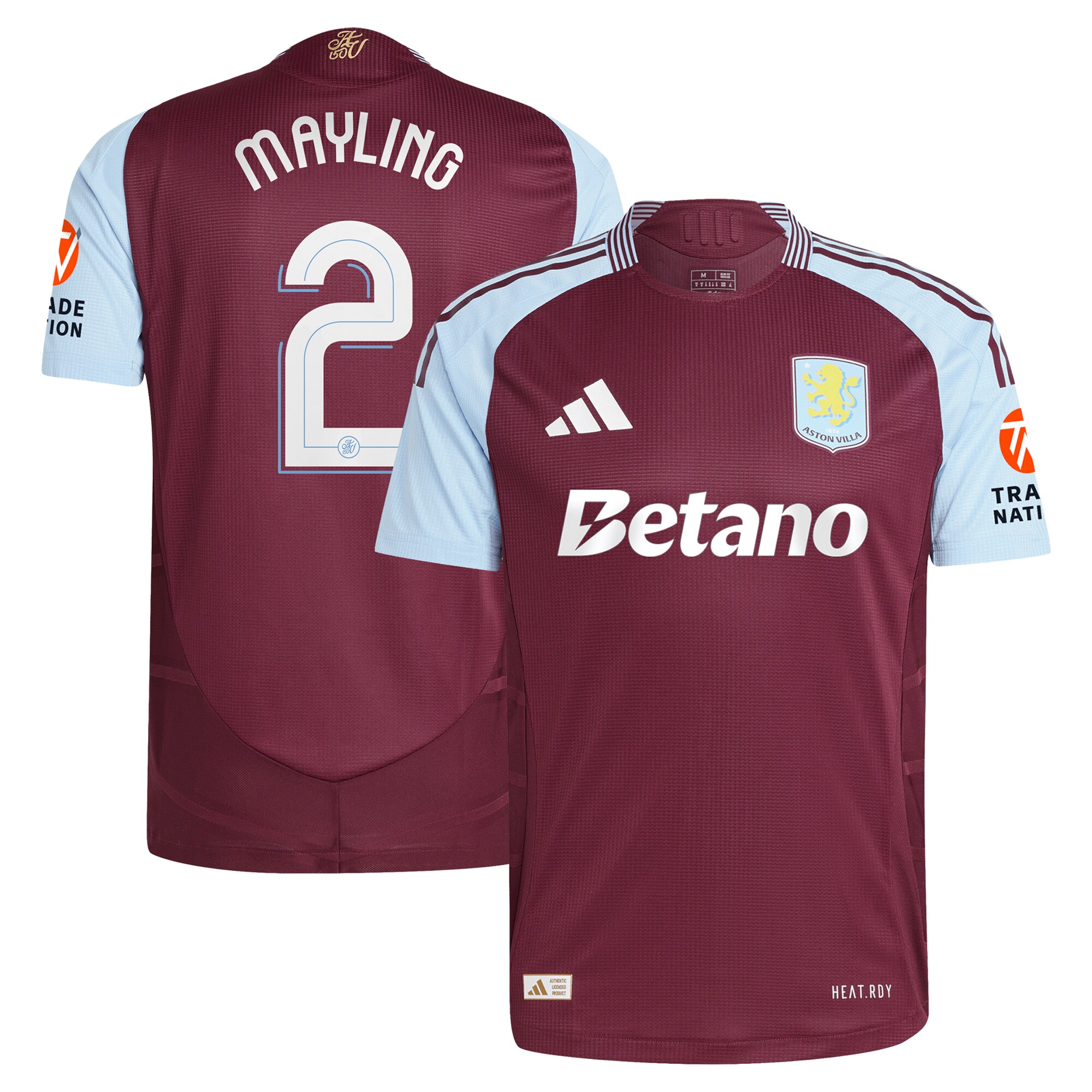 Aston Villa aston villa adidas home authentic shirt 2024-25 with mayling 2 cup printing Kits - Official Football Shirts & Training Gear