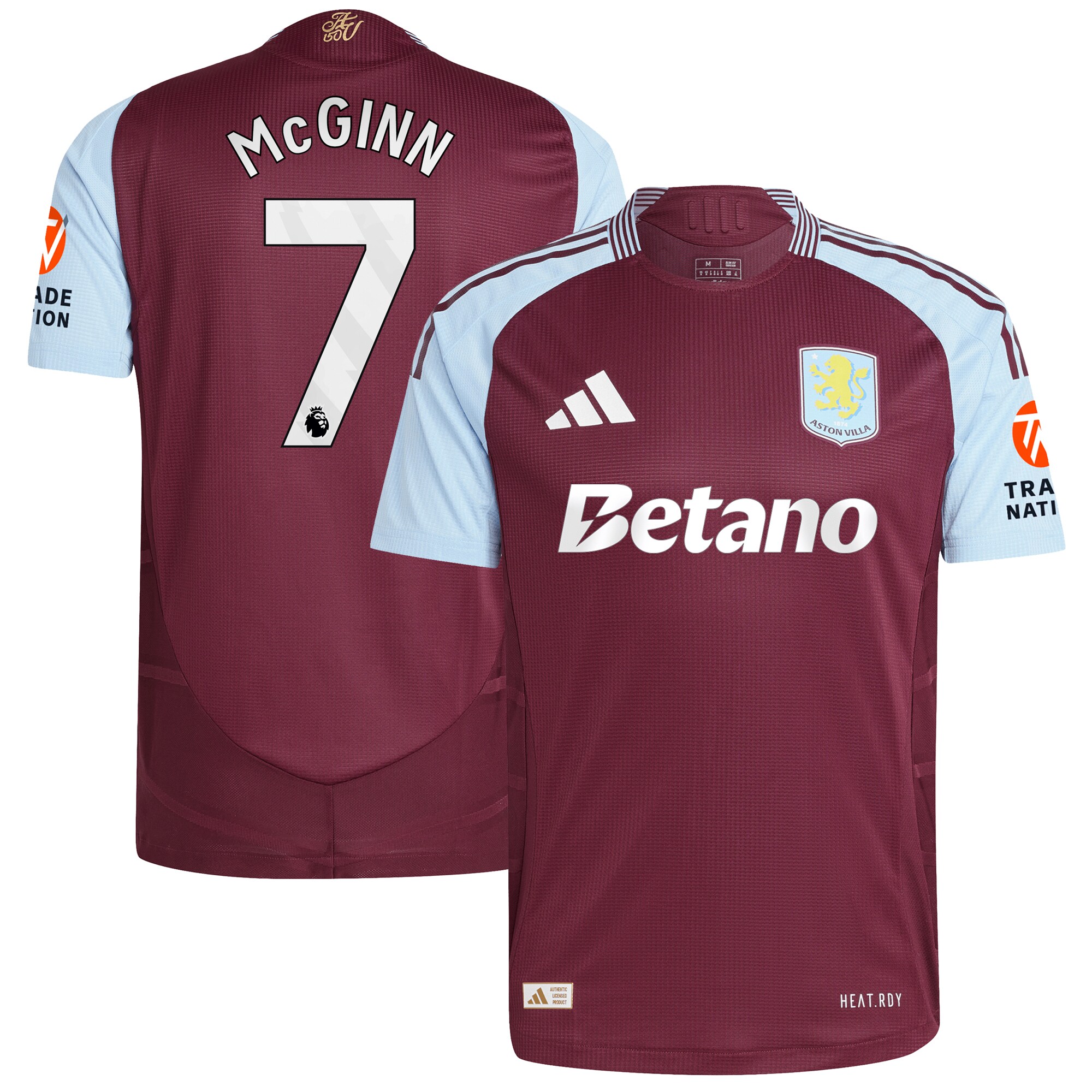 Aston Villa aston villa adidas home authentic shirt 2024-25 with mcginn 7 printing Kits - Official Football Shirts & Training Gear